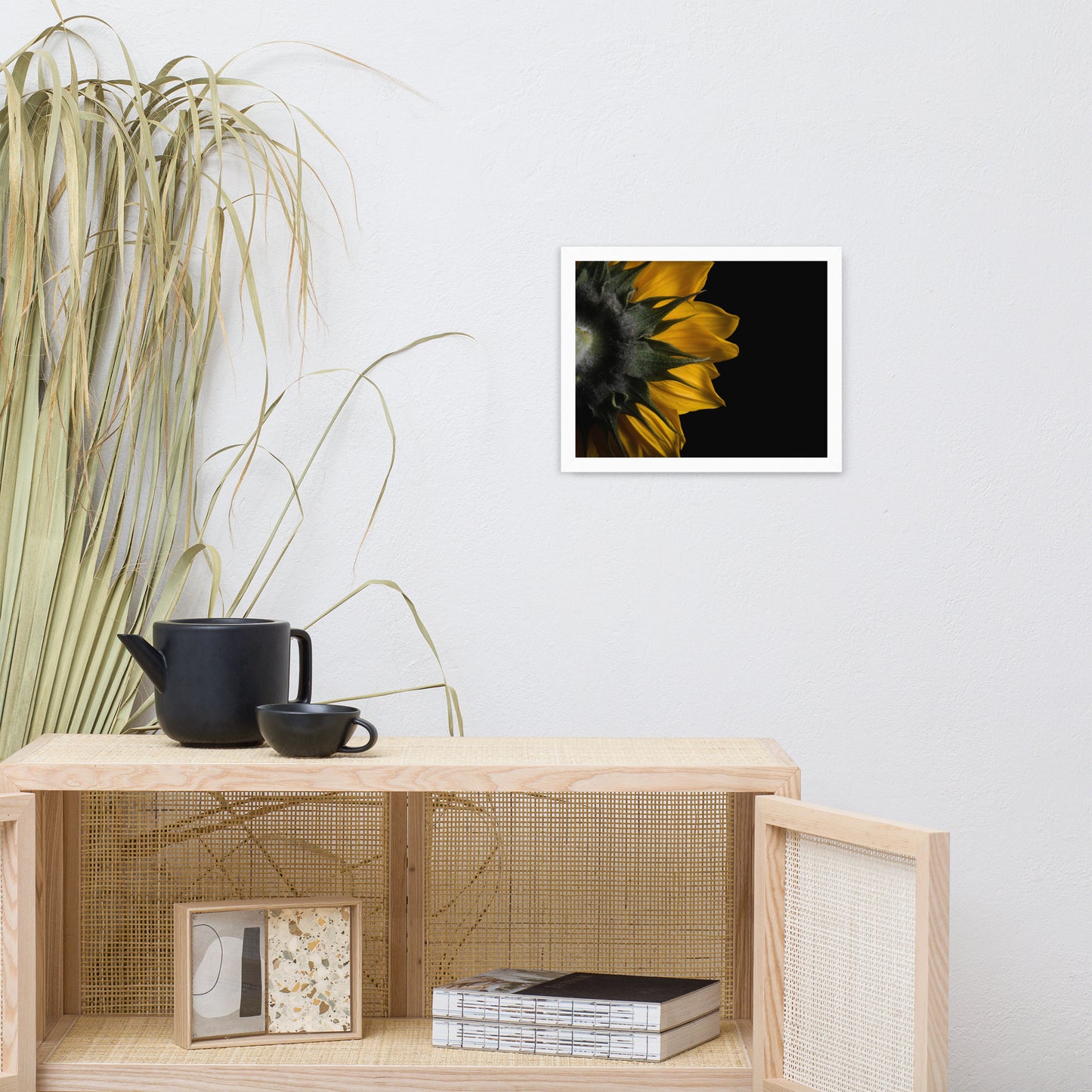 Backside of Sunflower Minimal Floral Nature Photo Framed Wall Art Print