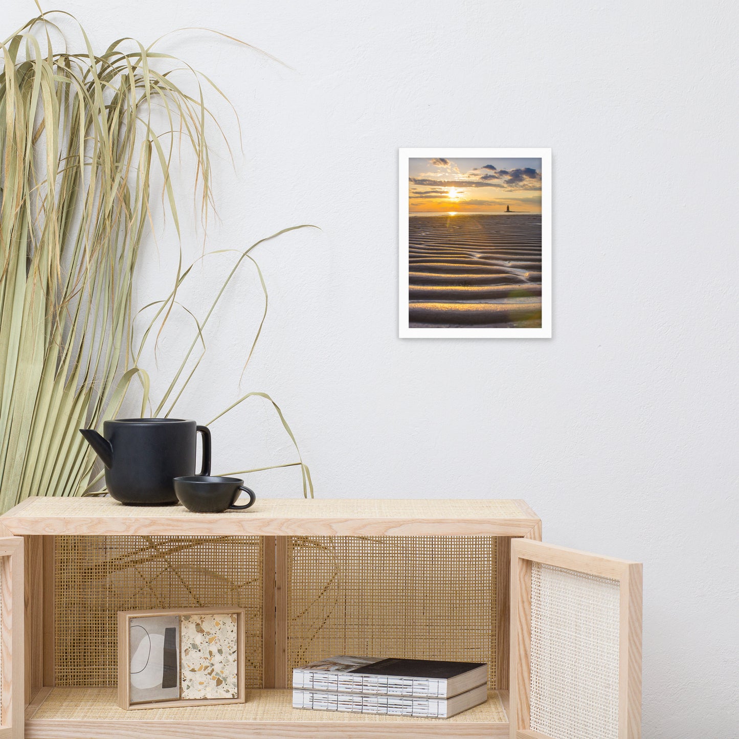 Sandbars and Sunset Coastal Landscape Framed Photo Paper Wall Art Prints