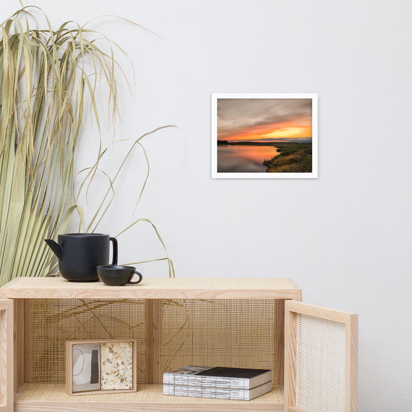 Sunset Over Woodland Marsh Framed Photo Paper Wall Art Prints