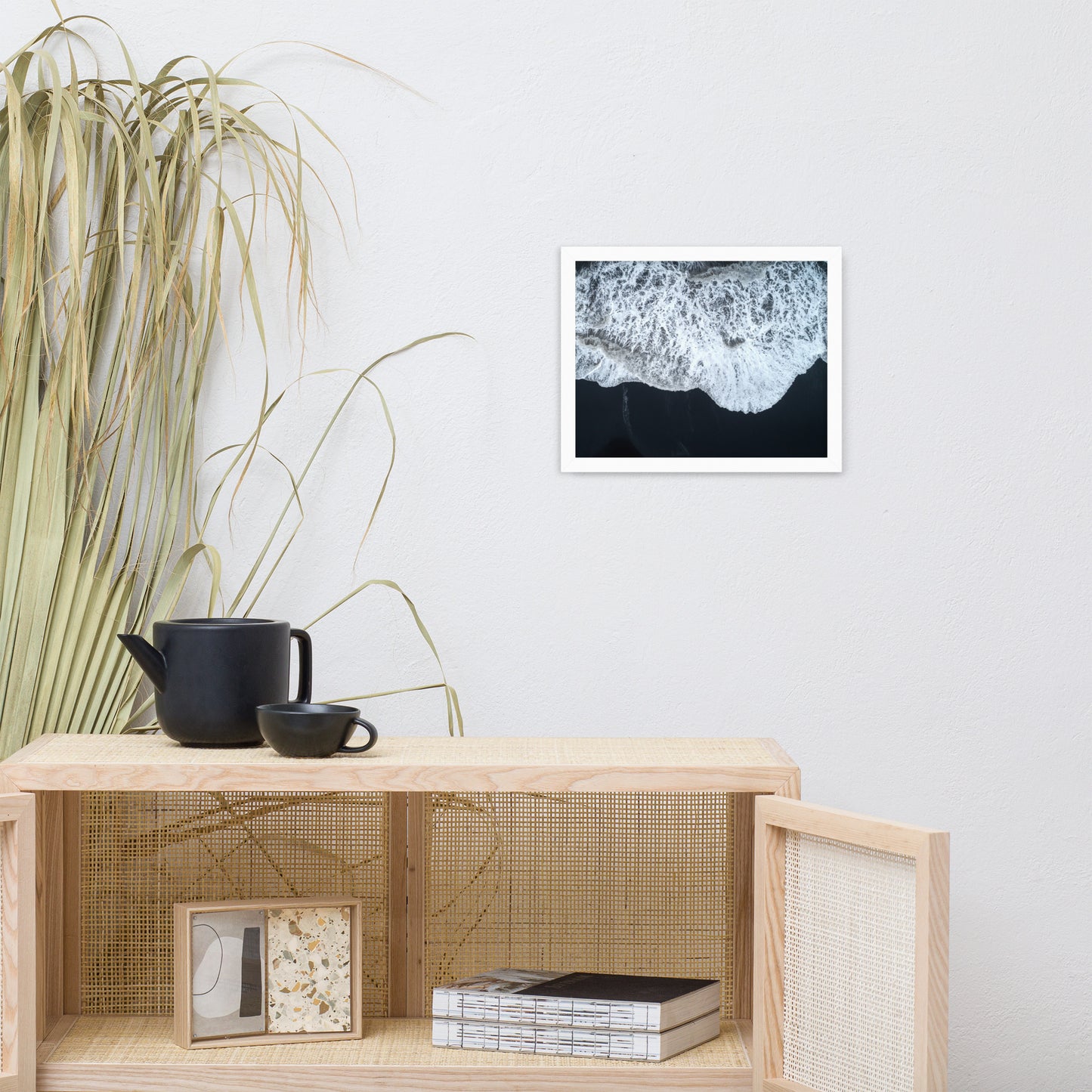 White Waters and Black Sand Coastal Landscape Framed Photo Paper Wall Art Prints