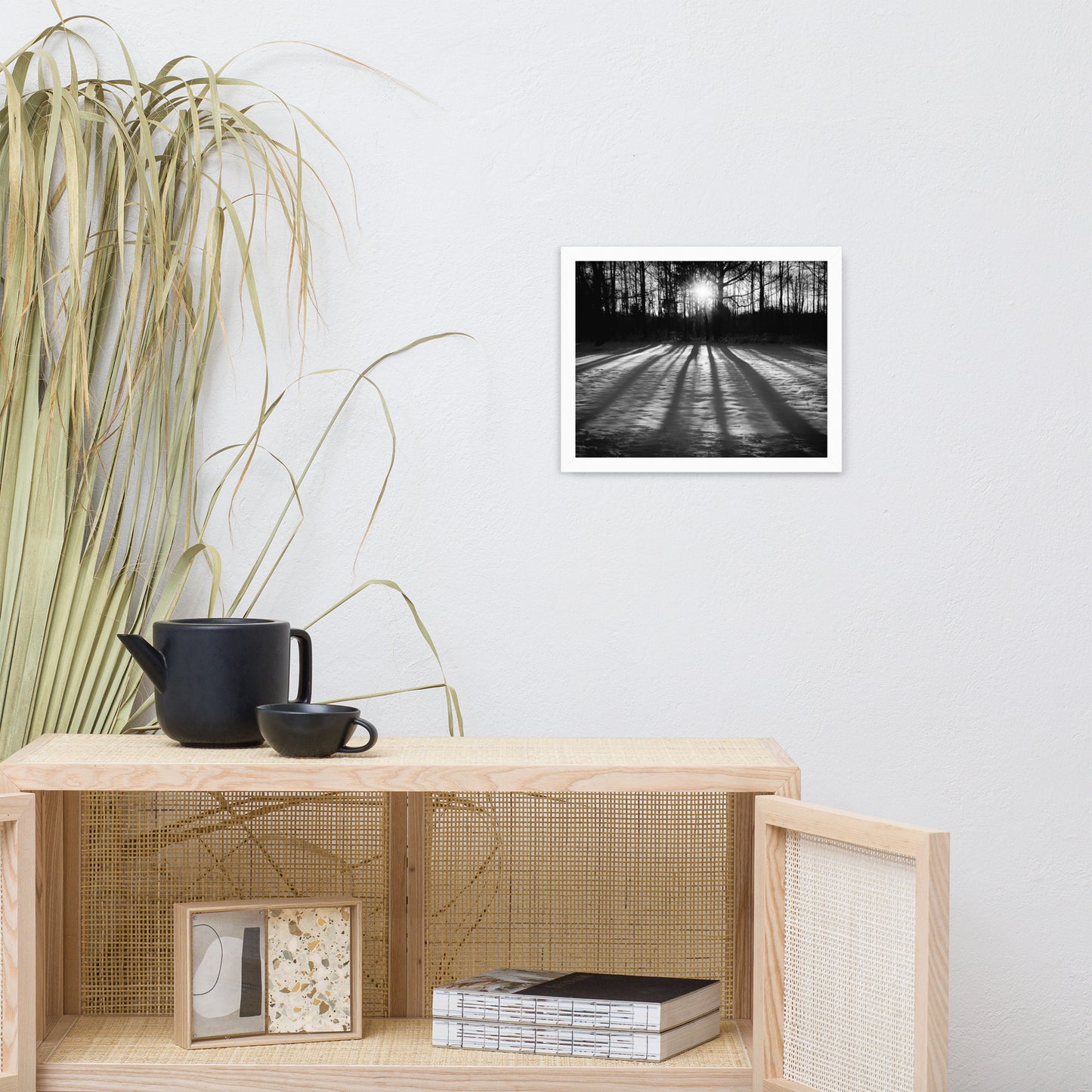 Winter Shadows from the Trees Black & White Framed Photo Paper Wall Art Prints