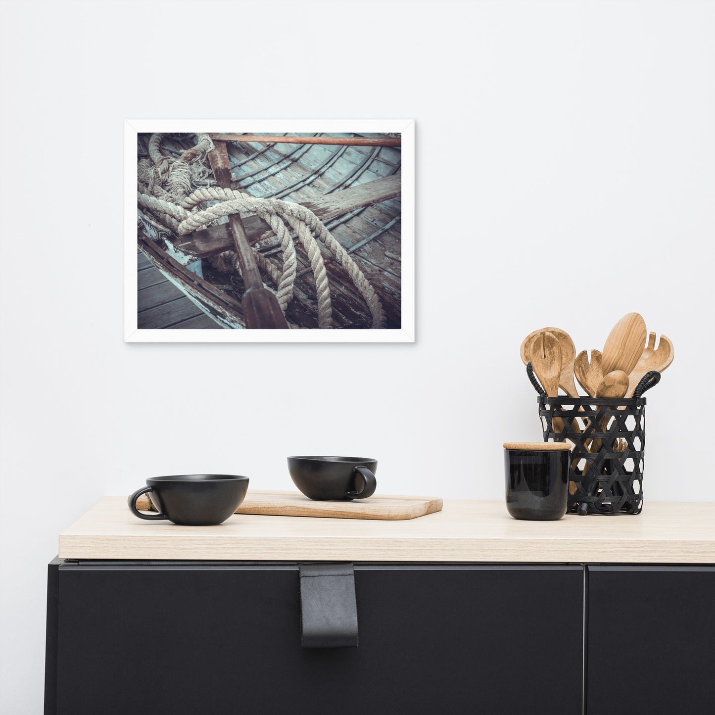 Vintage Boat Oars and Ropes Nautical Framed Wall Art Prints