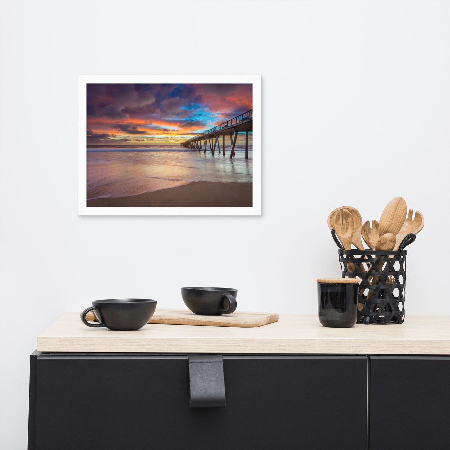Dreamy Pier at Sunset Framed Wall Art Print