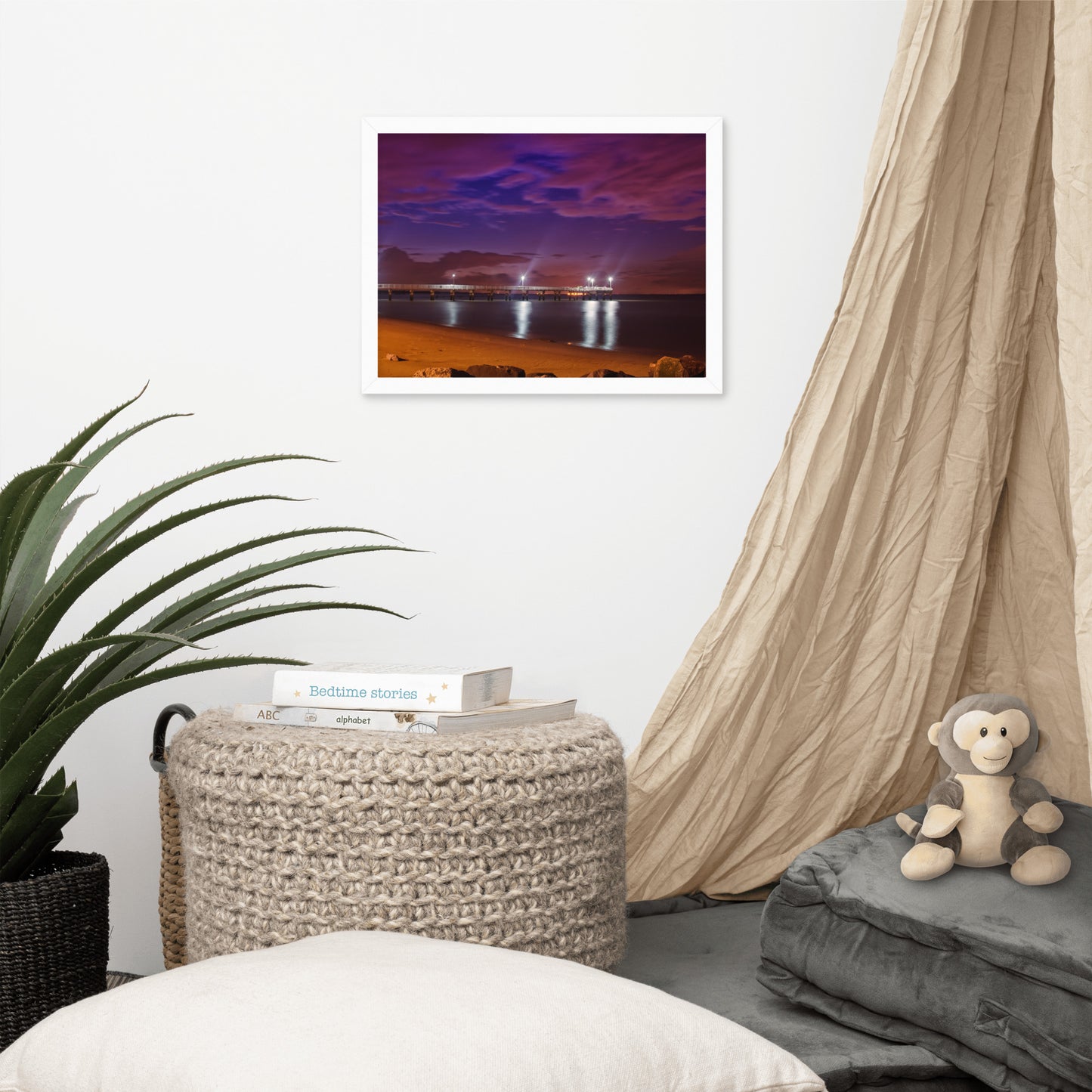 The Pier At Woodland Beach Urban Landscape Photo Framed Wall Art Print