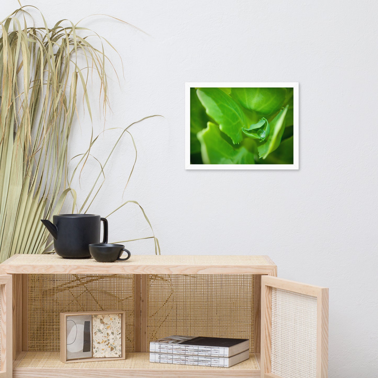 Cupped Droplet Botanical Nature Photo Framed Wall Art Print