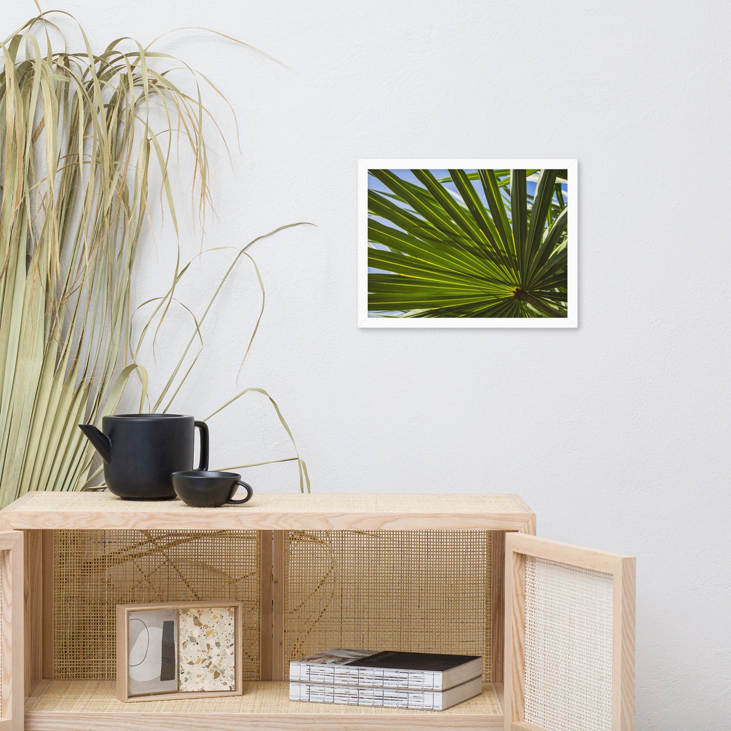 Colorized Wide Palm Leaves Botanical Nature Photo Framed Wall Art Print