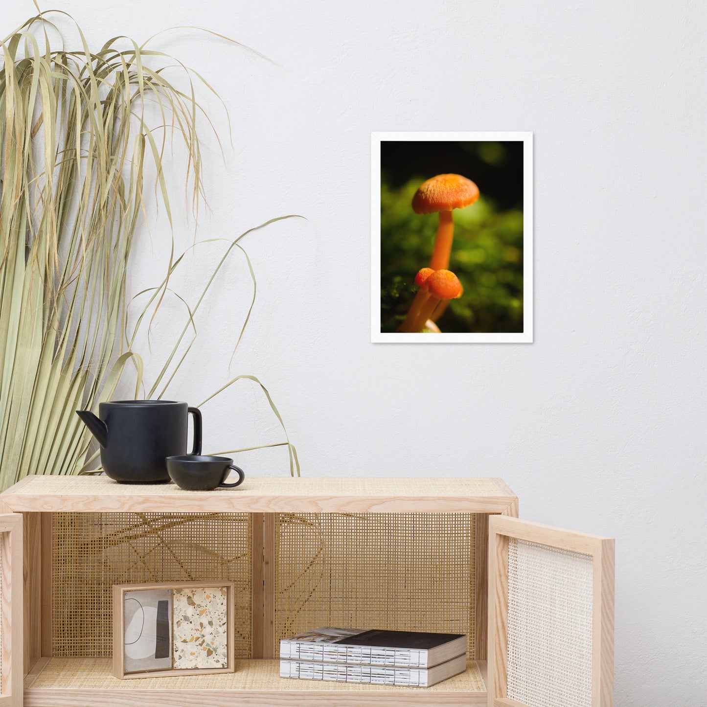 Button Top Mushrooms Botanical Nature Photo Framed Wall Art Print