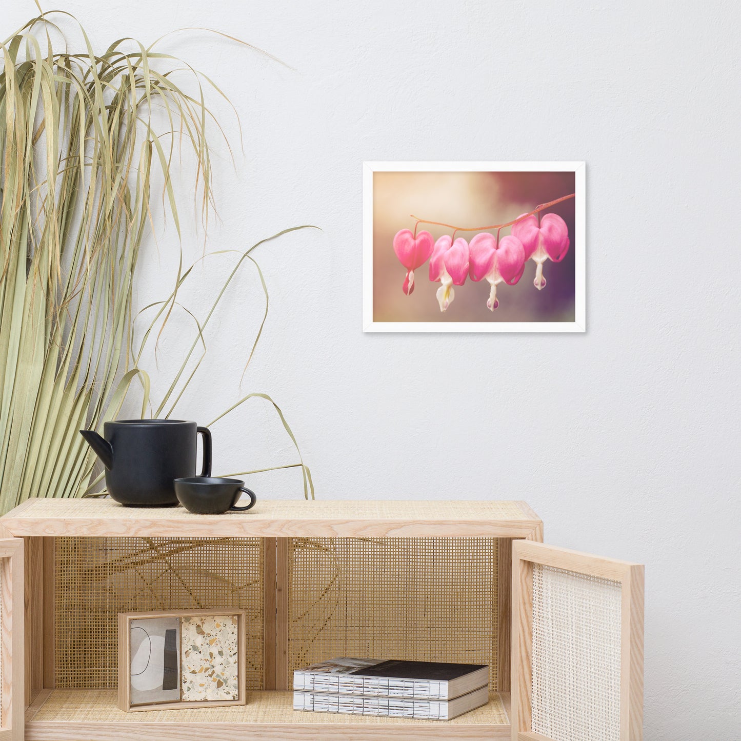 Be Still My Bleeding Heart Warm Summer Glow Floral Nature Photo Framed Wall Art Print