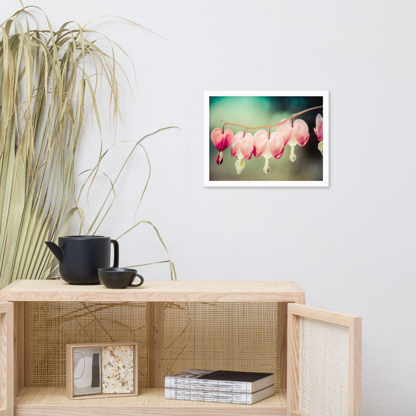 Be Still My Bleeding Heart Colorized Floral Nature Photo Framed Wall Art Print