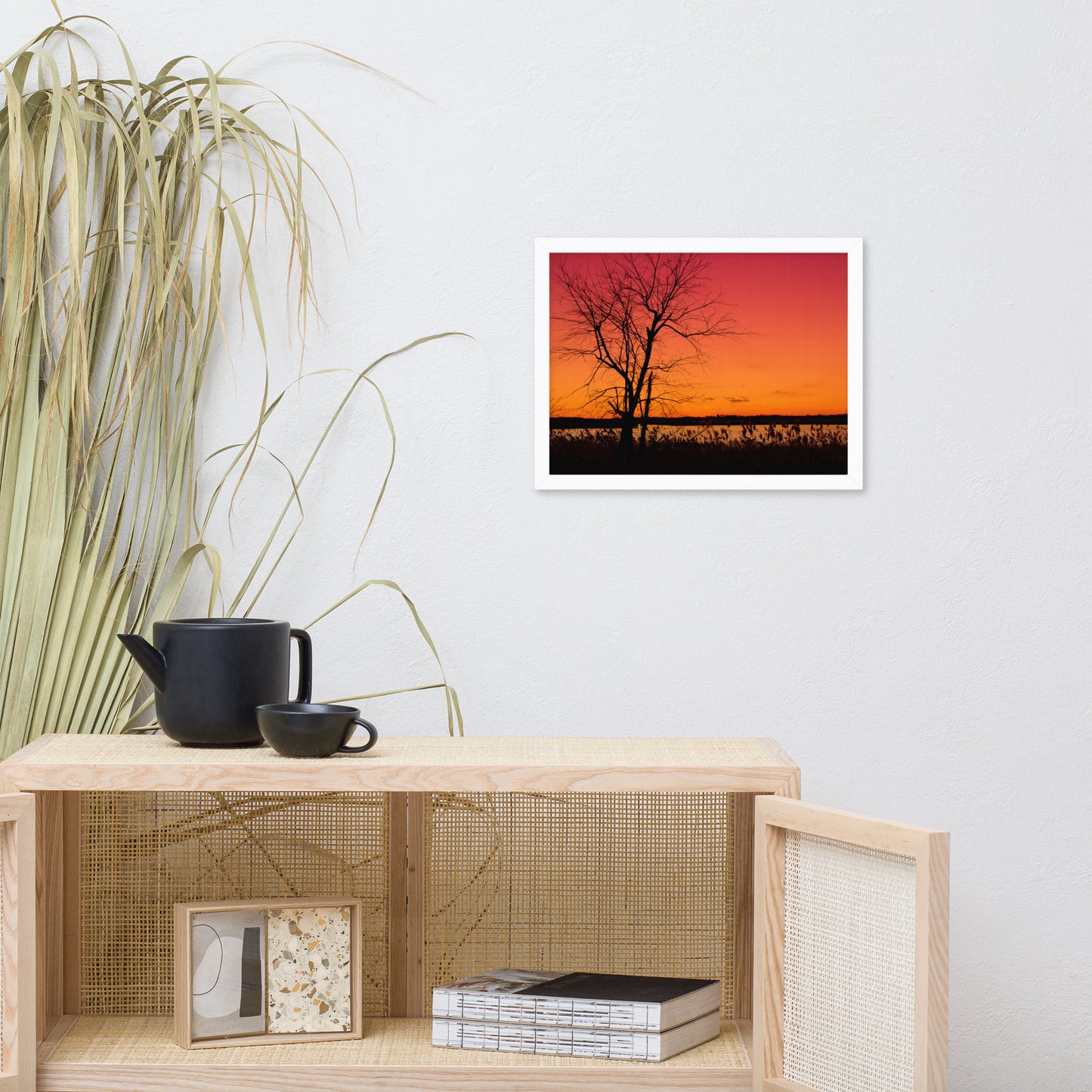 Burning Skies Rural Landscape Framed Photo Paper Wall Art Print