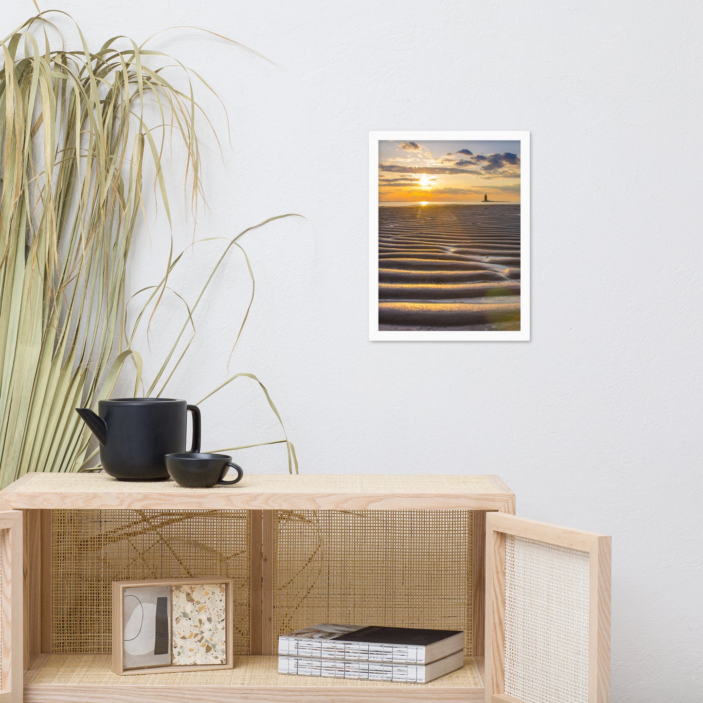 Sandbars and Sunset Coastal Landscape Framed Photo Paper Wall Art Prints