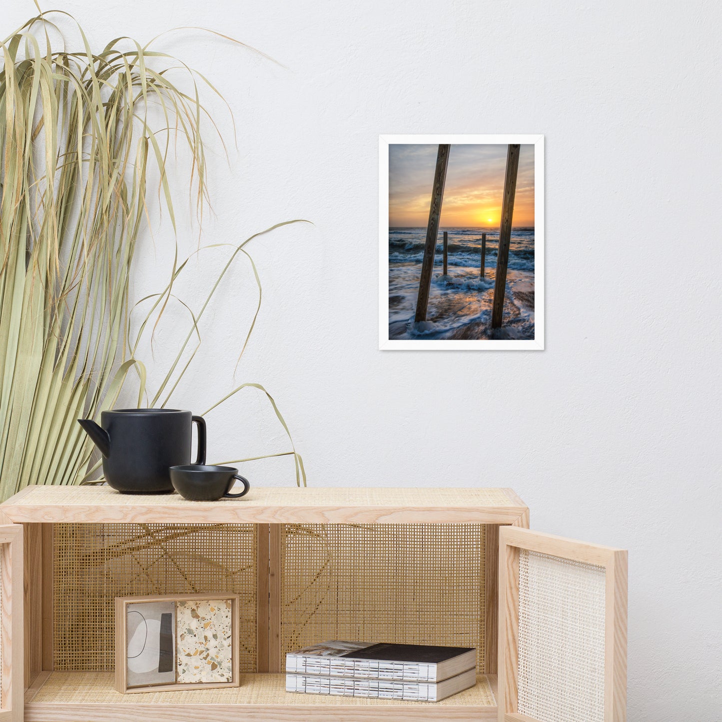 Sunrise Between the Pillars Coastal Landscape Framed Photo Paper Wall Art Prints