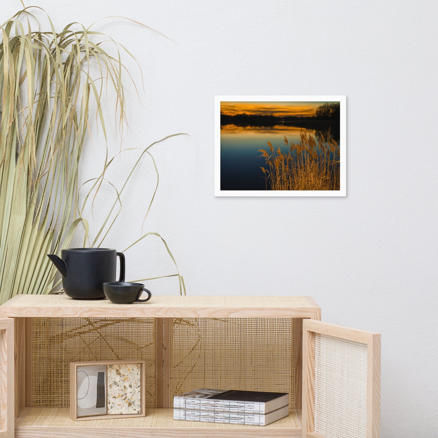 Sunset at Reedy Point Pond Landscape Framed Photo Paper Wall Art Prints