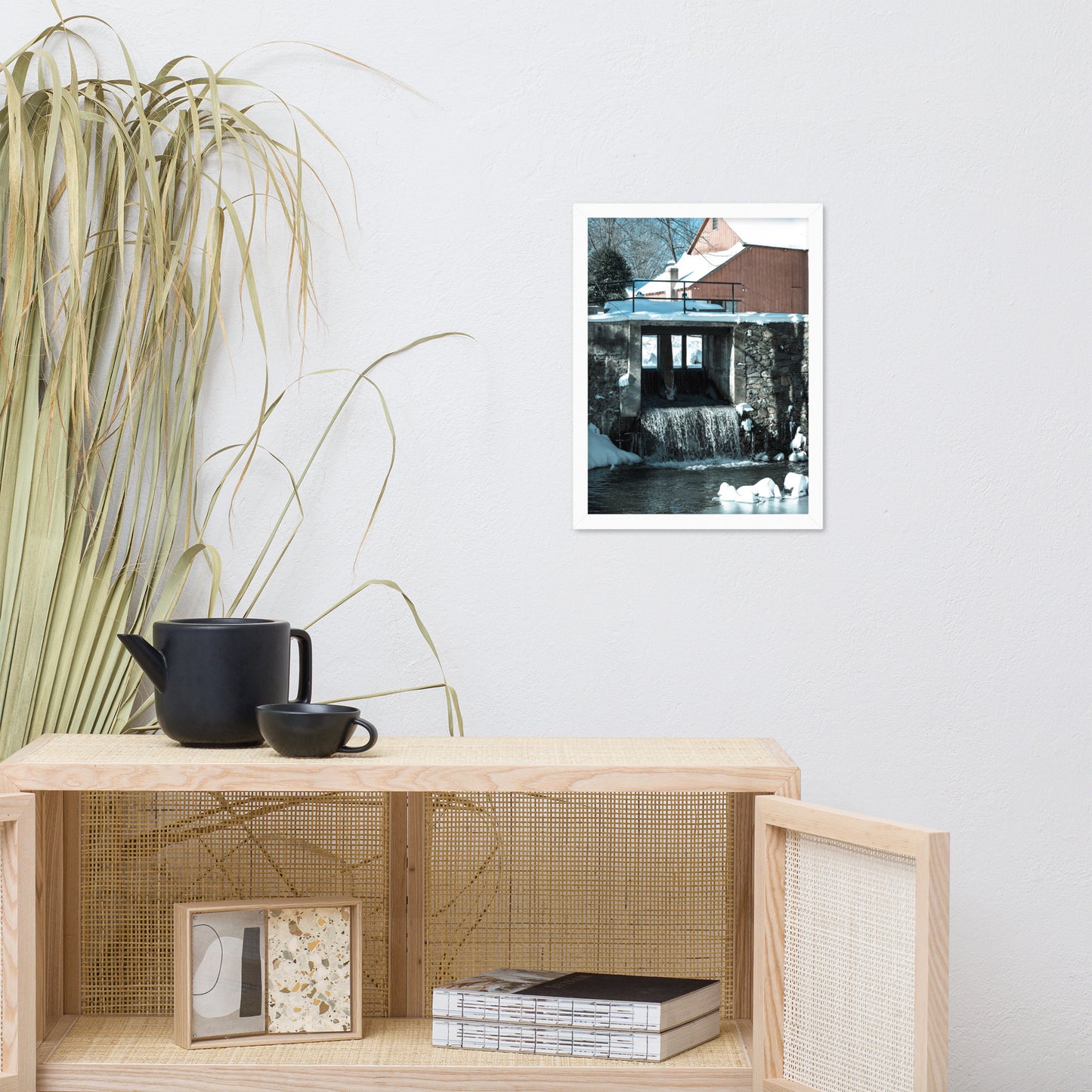 Winter Mill Rural Landscape Framed Photo Paper Wall Art Prints
