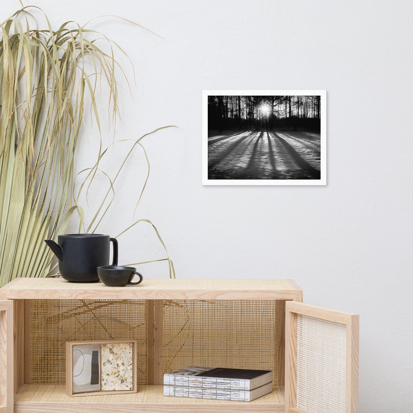 Winter Shadows from the Trees Black & White Framed Photo Paper Wall Art Prints