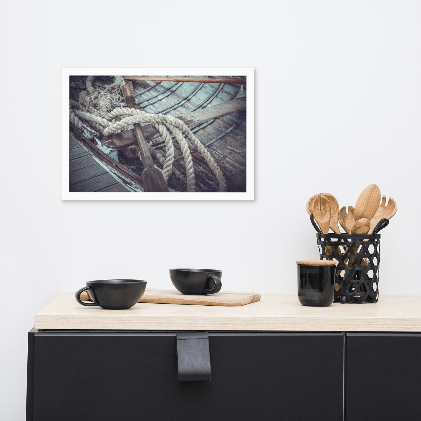 Vintage Boat Oars and Ropes Nautical Framed Wall Art Prints