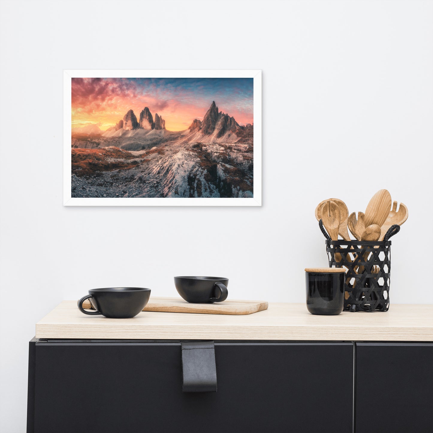 Mountain Colorful Cloudy Sunset 2 Framed Wall Art Print