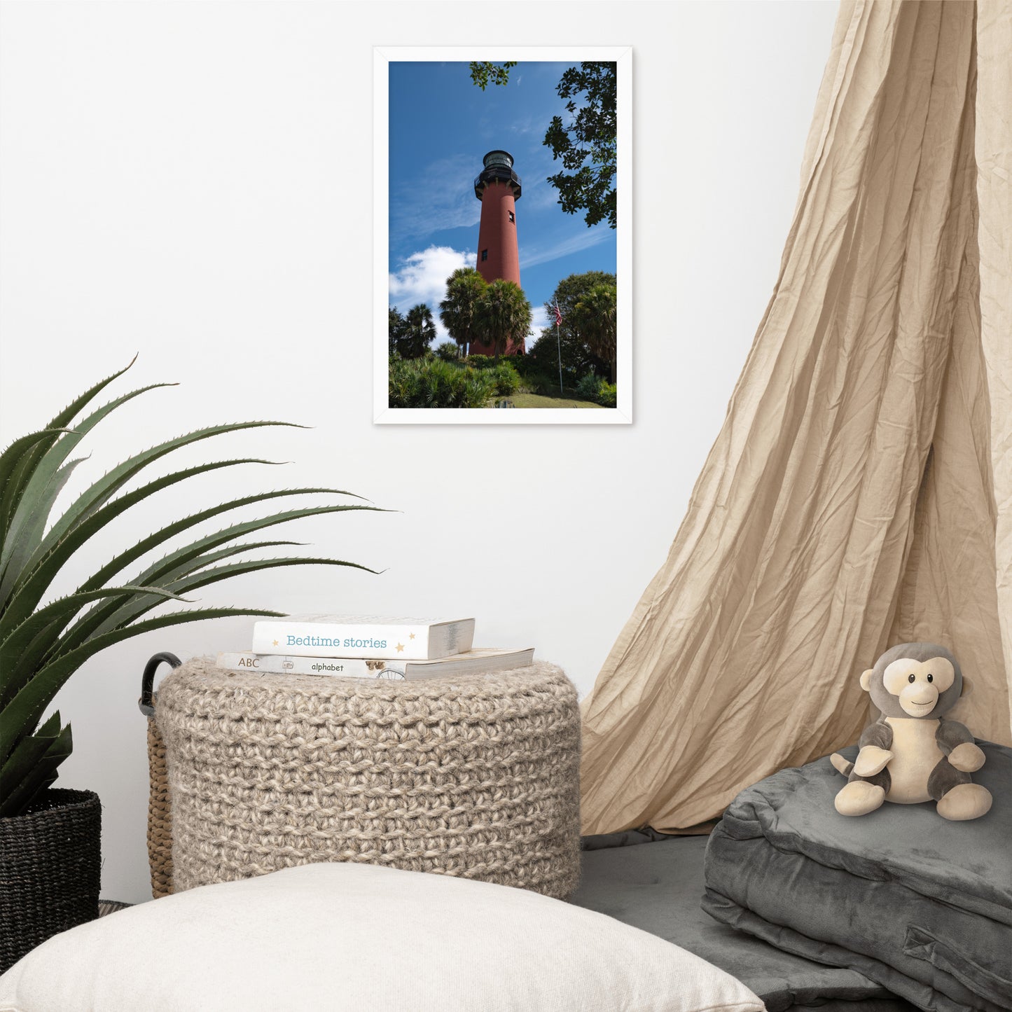 Jupiter Lighthouse 2 Color Framed Photo Paper Wall Art Prints