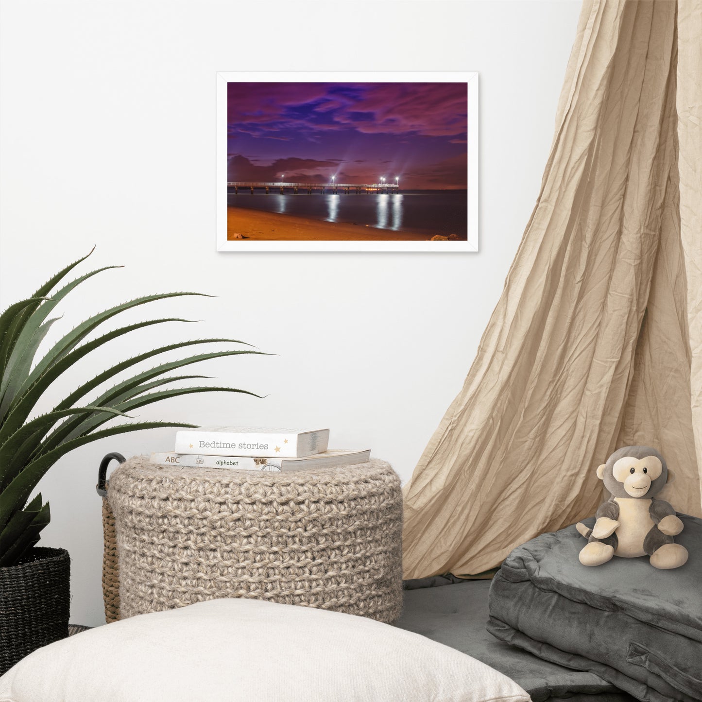 The Pier At Woodland Beach Urban Landscape Photo Framed Wall Art Print