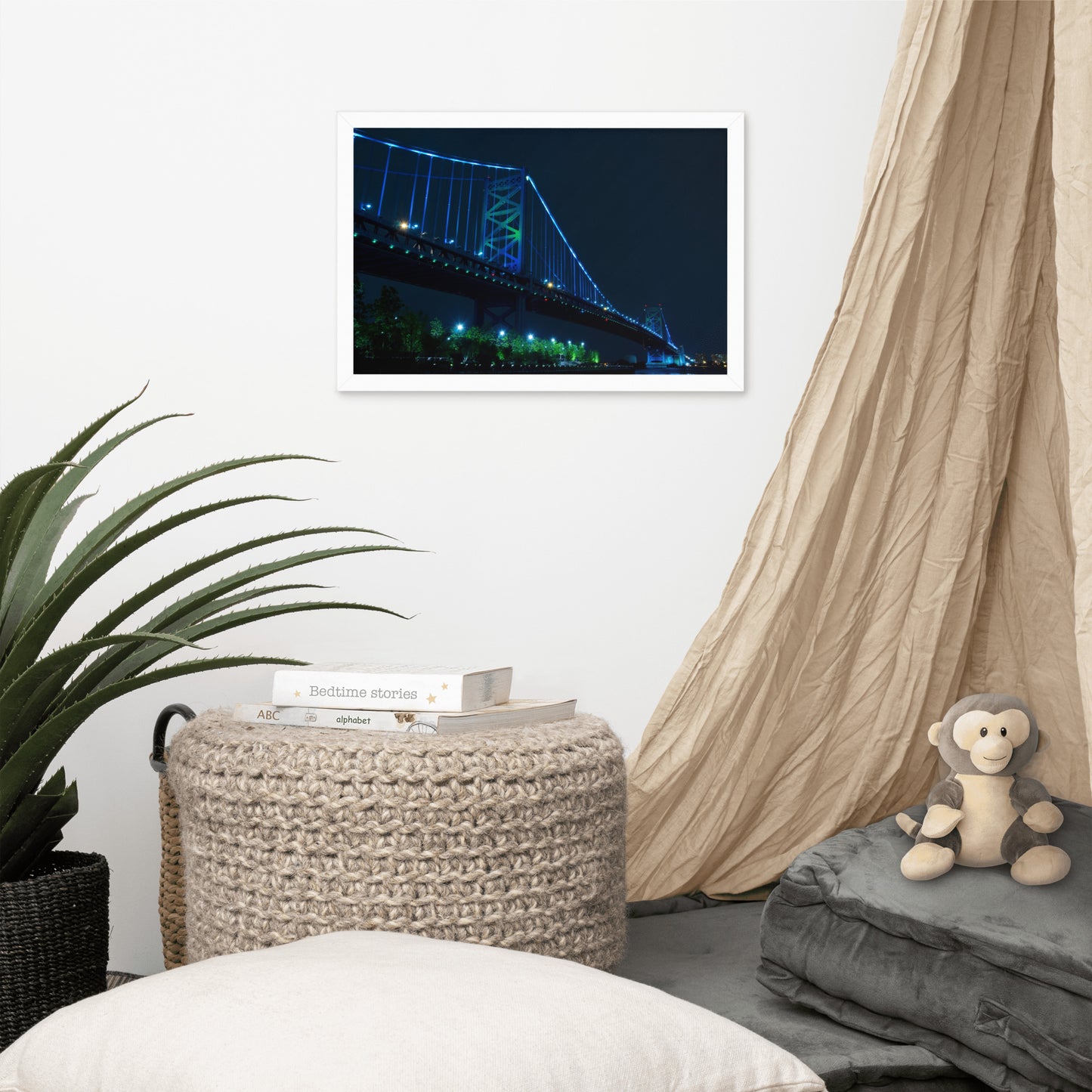 Ben Franklin Bridge Urban Landscape Photo Framed Wall Art Print