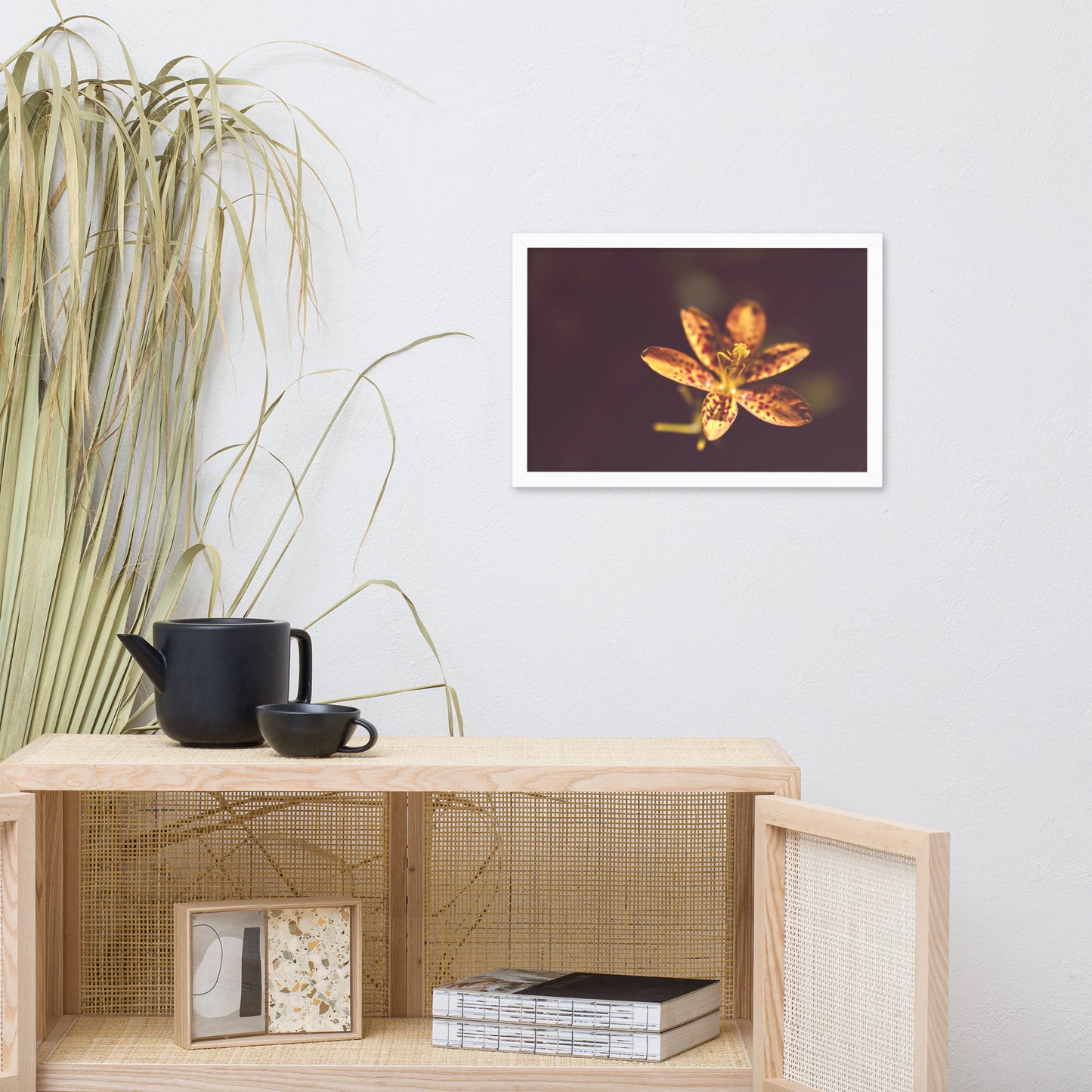 Dramatic Orange Leopard Lily Flower Floral Nature Photo Framed Wall Art Print