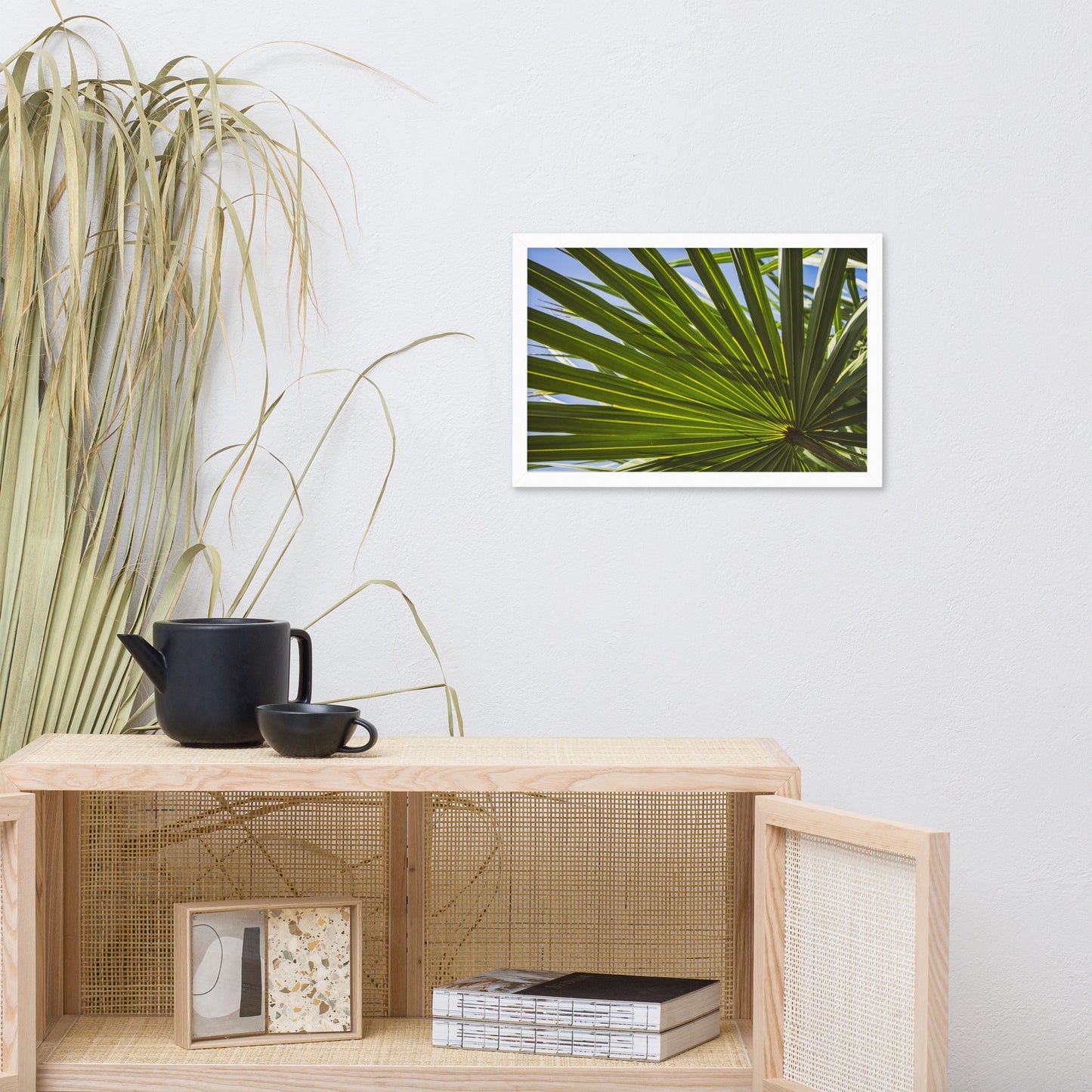 Colorized Wide Palm Leaves Botanical Nature Photo Framed Wall Art Print
