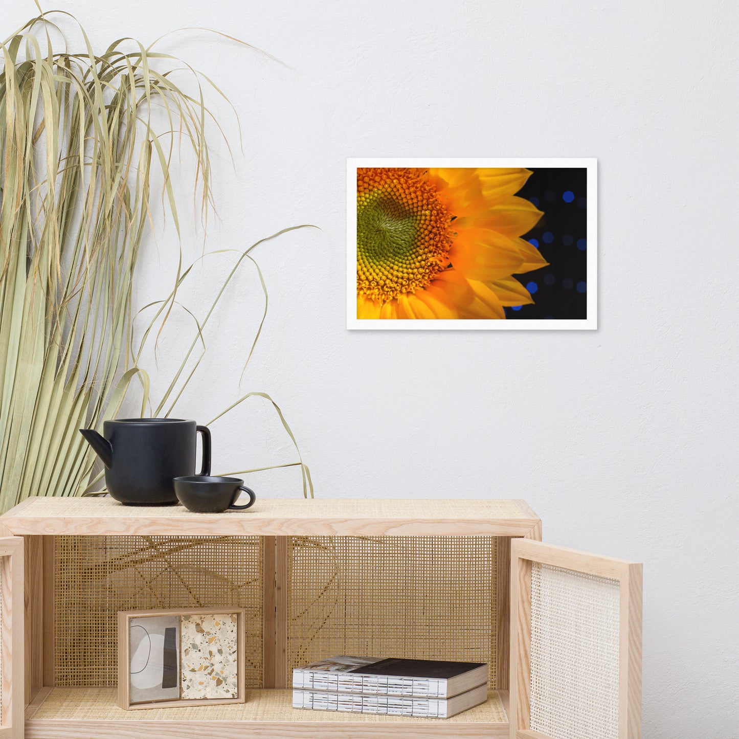 Close-up Sunflower Floral Nature Photo Framed Wall Art Print