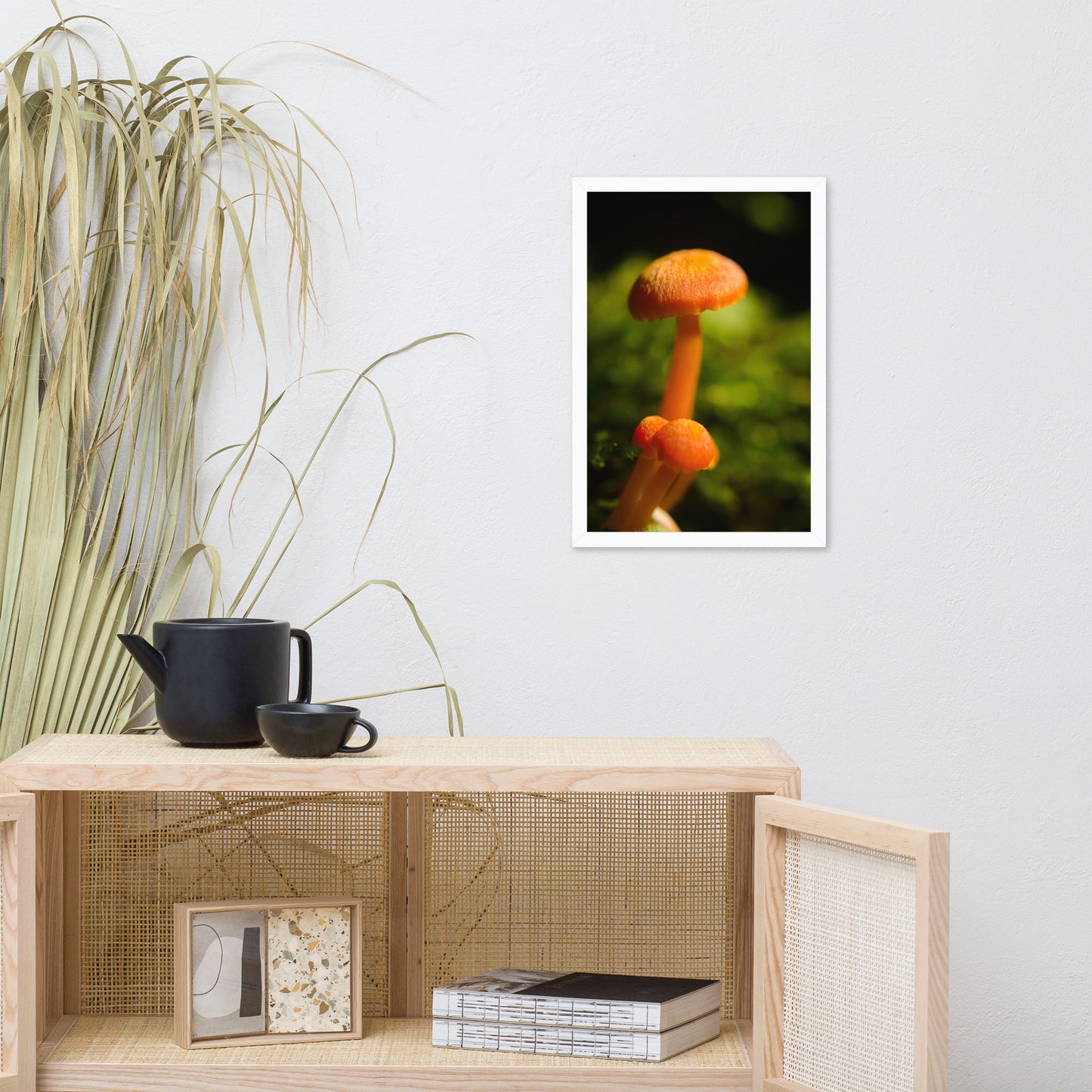 Button Top Mushrooms Botanical Nature Photo Framed Wall Art Print
