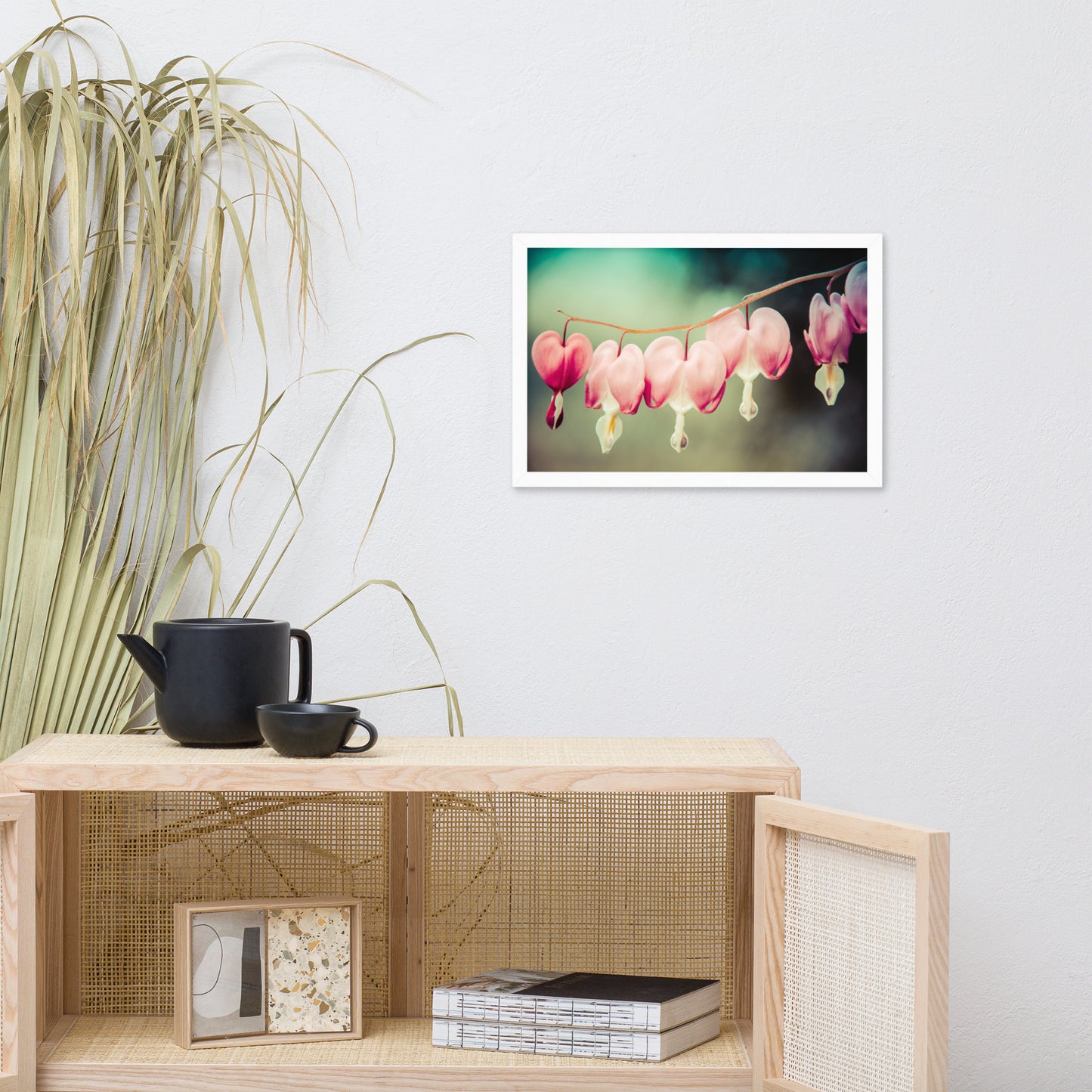 Be Still My Bleeding Heart Colorized Floral Nature Photo Framed Wall Art Print