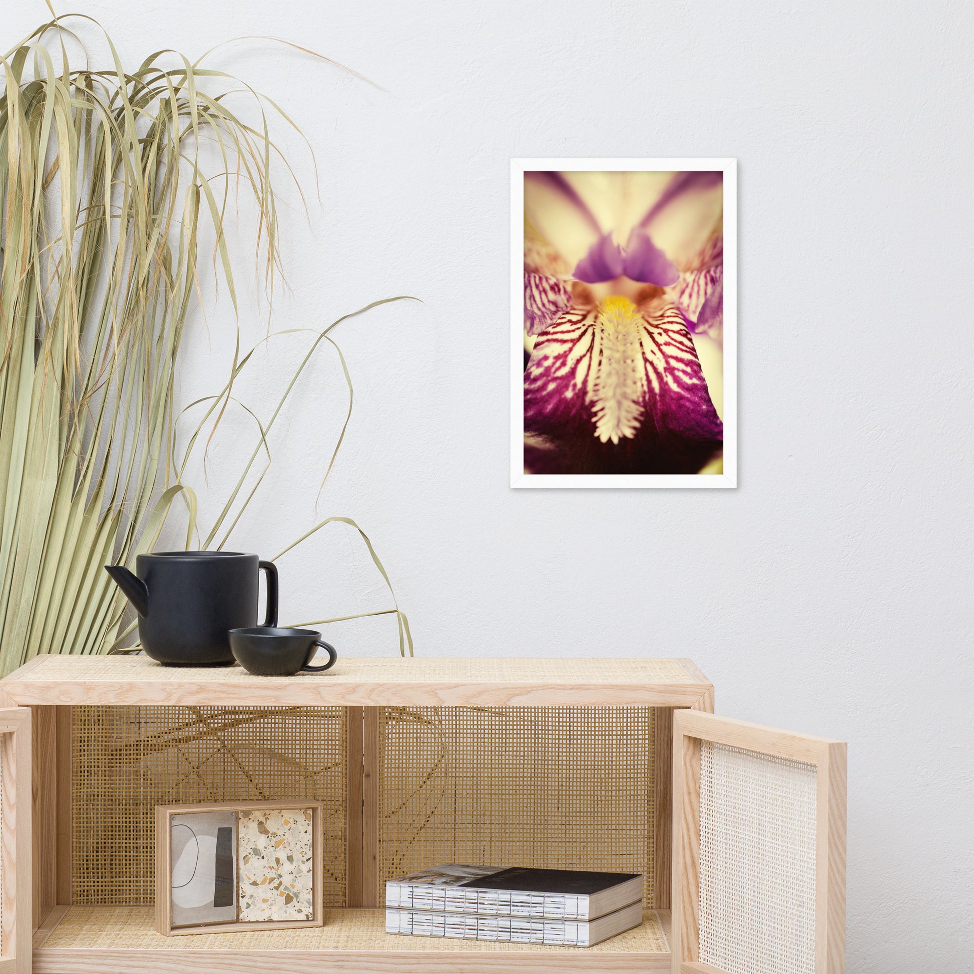 Flower Picture Prints: Antiqued Iris Floral / Flora / Botanical / Nature Photo Framed Wall Art Print - Artwork - Modern Wall Decor