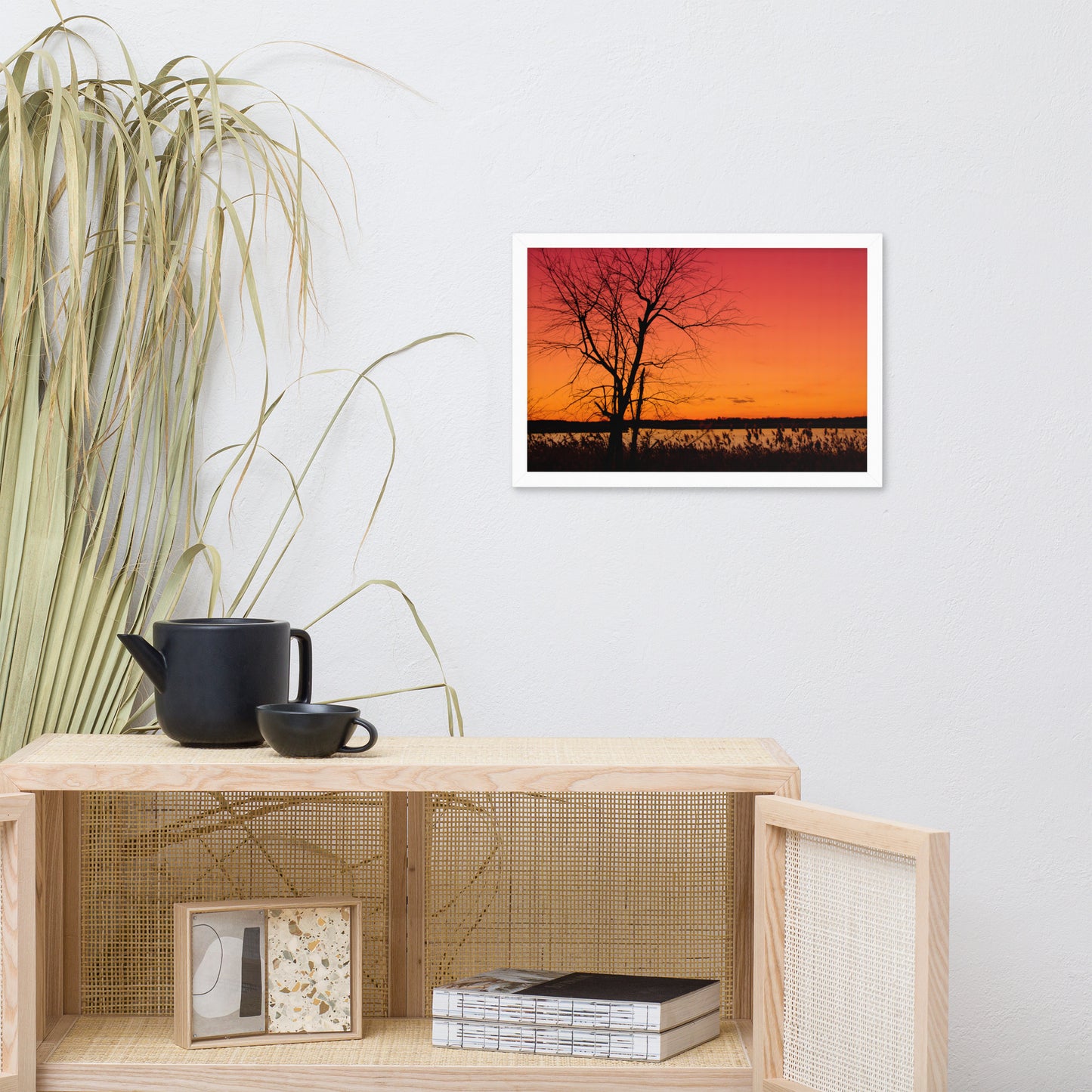 Burning Skies Rural Landscape Framed Photo Paper Wall Art Print