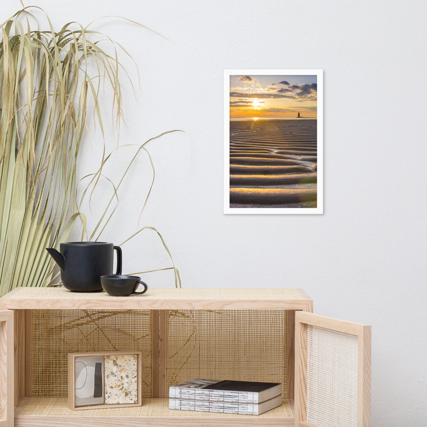 Sandbars and Sunset Coastal Landscape Framed Photo Paper Wall Art Prints