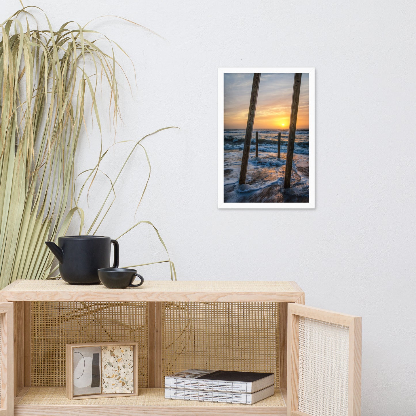Sunrise Between the Pillars Coastal Landscape Framed Photo Paper Wall Art Prints