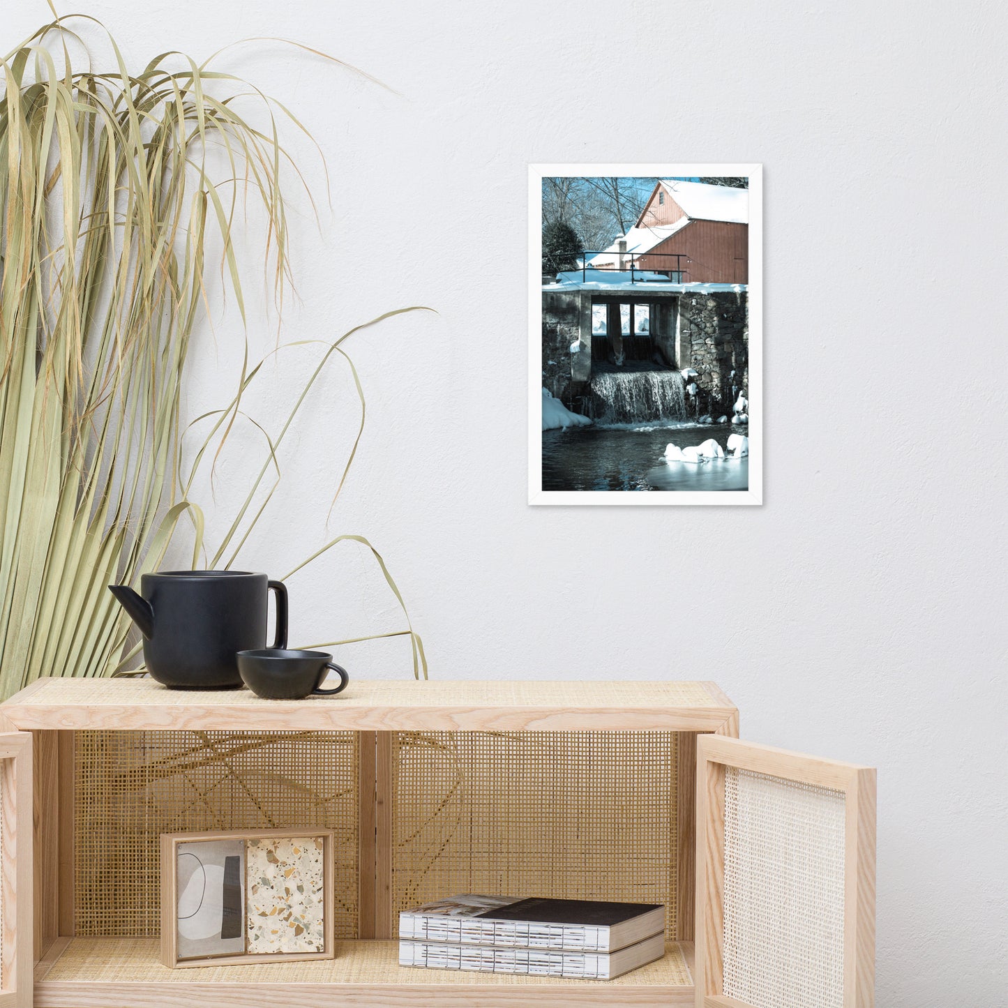 Winter Mill Rural Landscape Framed Photo Paper Wall Art Prints