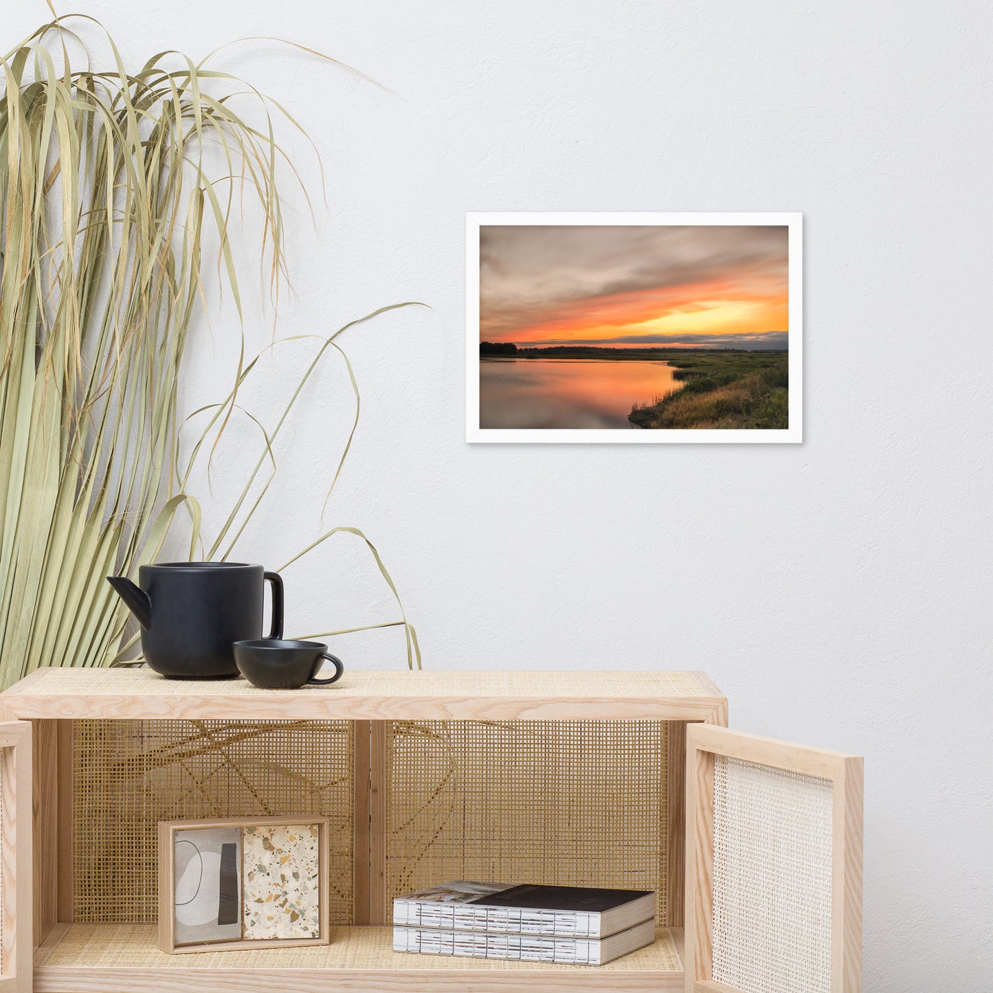 Sunset Over Woodland Marsh Framed Photo Paper Wall Art Prints