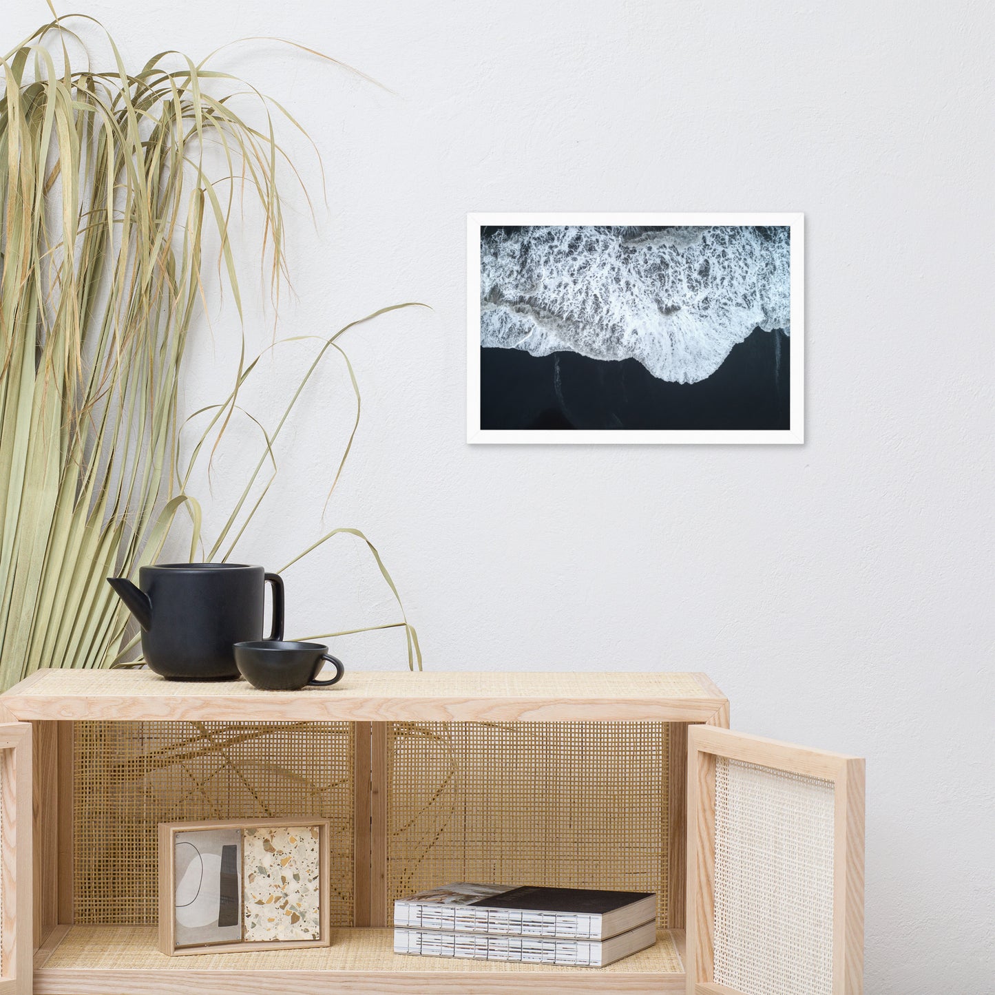 White Waters and Black Sand Coastal Landscape Framed Photo Paper Wall Art Prints