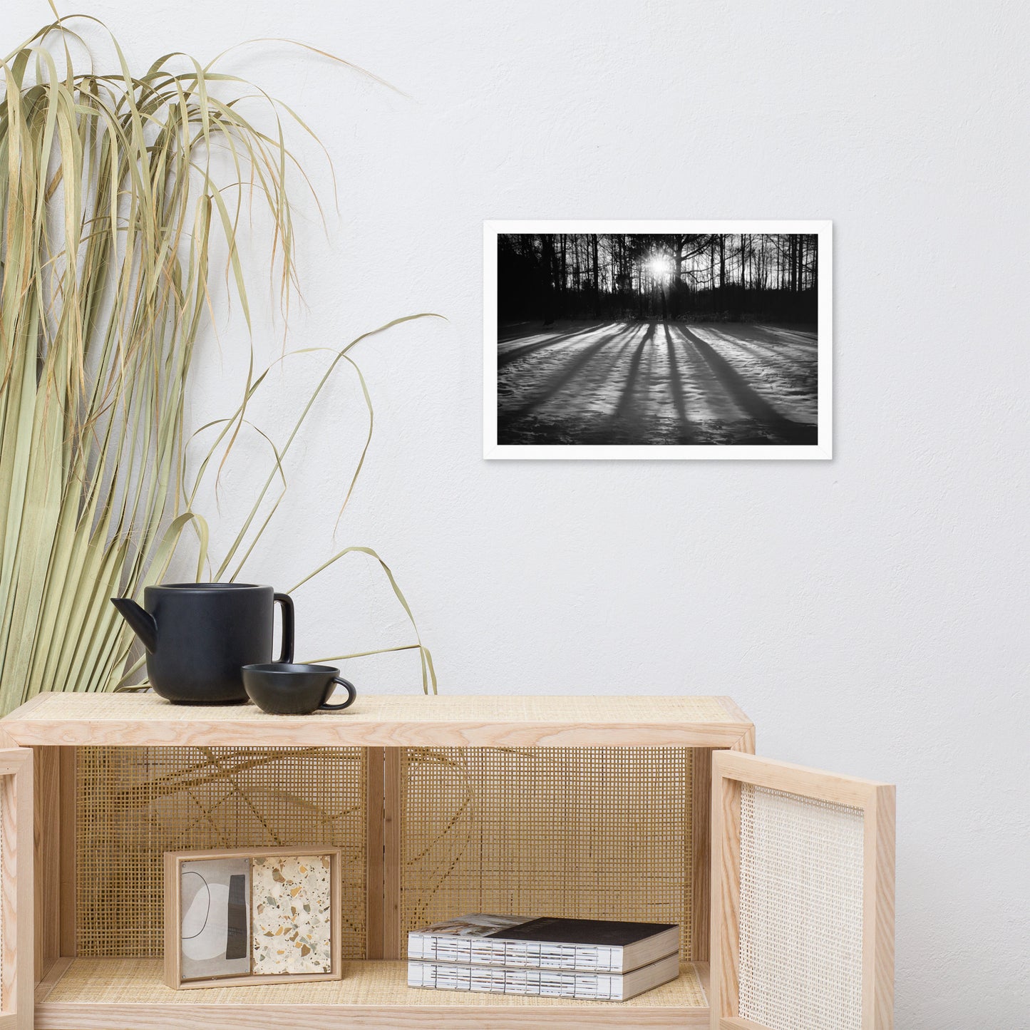 Winter Shadows from the Trees Black & White Framed Photo Paper Wall Art Prints