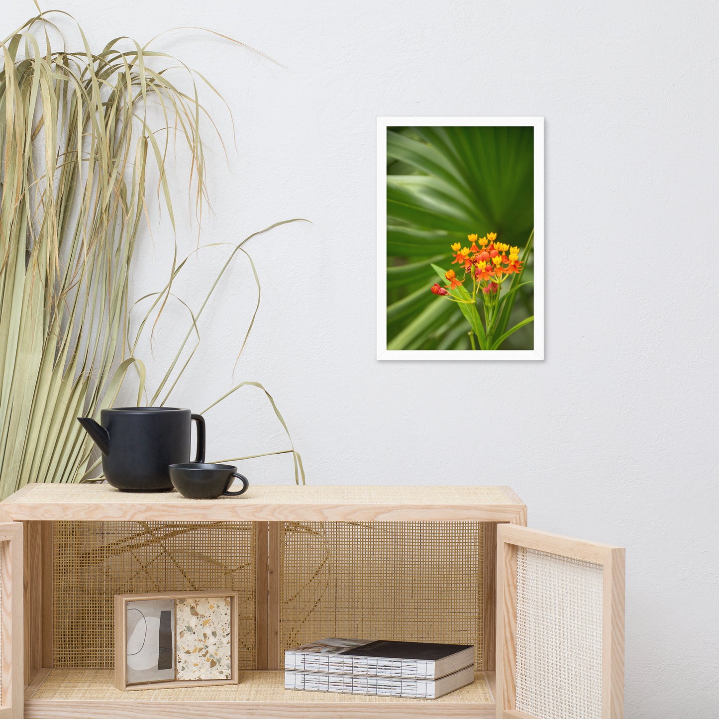 Bloodflowers and Palm Color Floral Nature Photo Framed Wall Art Print