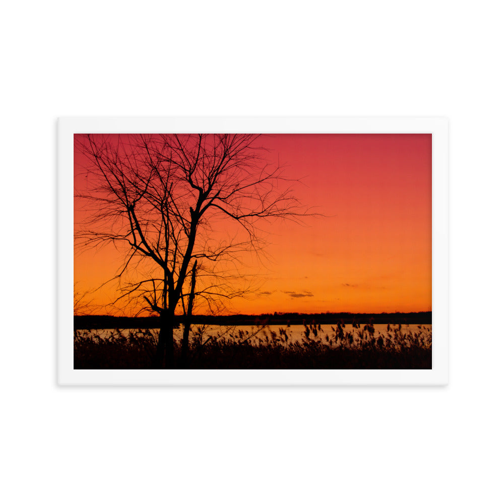 Burning Skies Rural Landscape Framed Photo Paper Wall Art Print