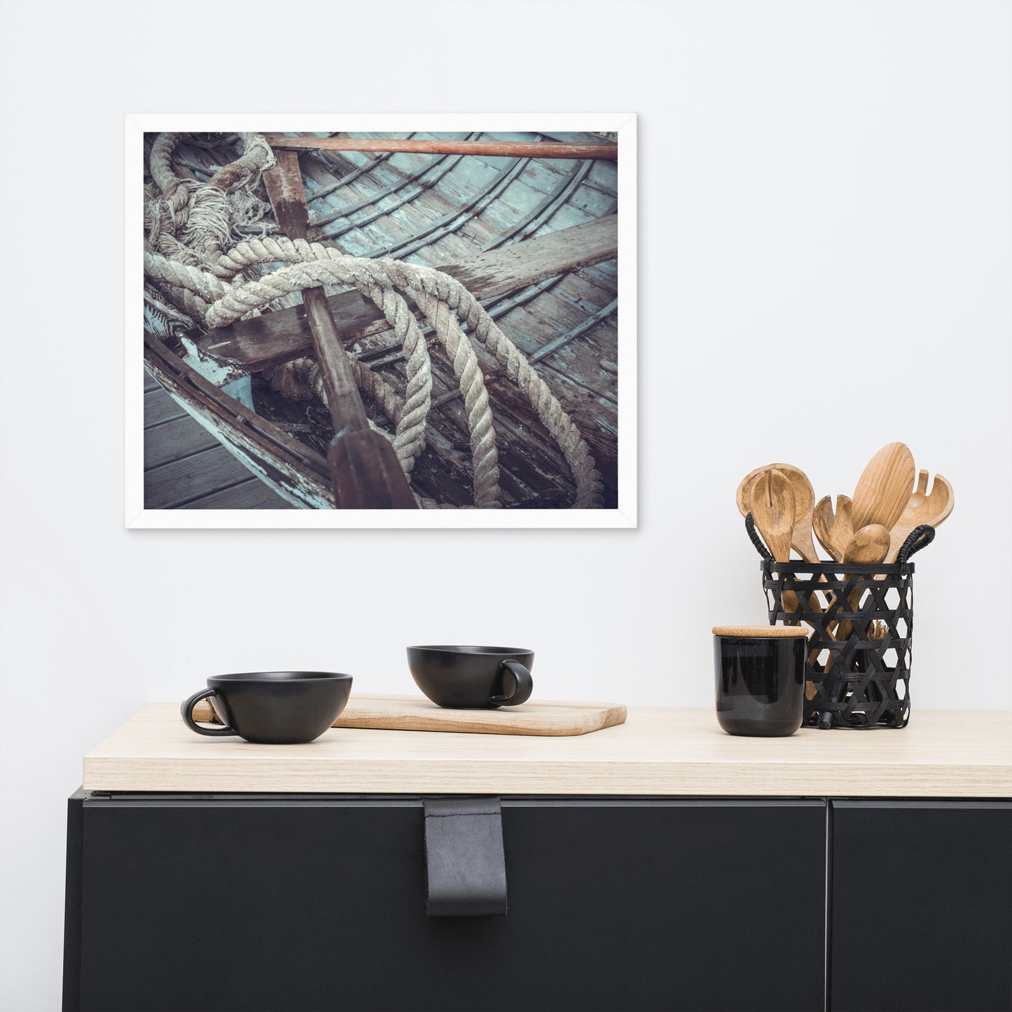 Vintage Boat Oars and Ropes Nautical Framed Wall Art Prints