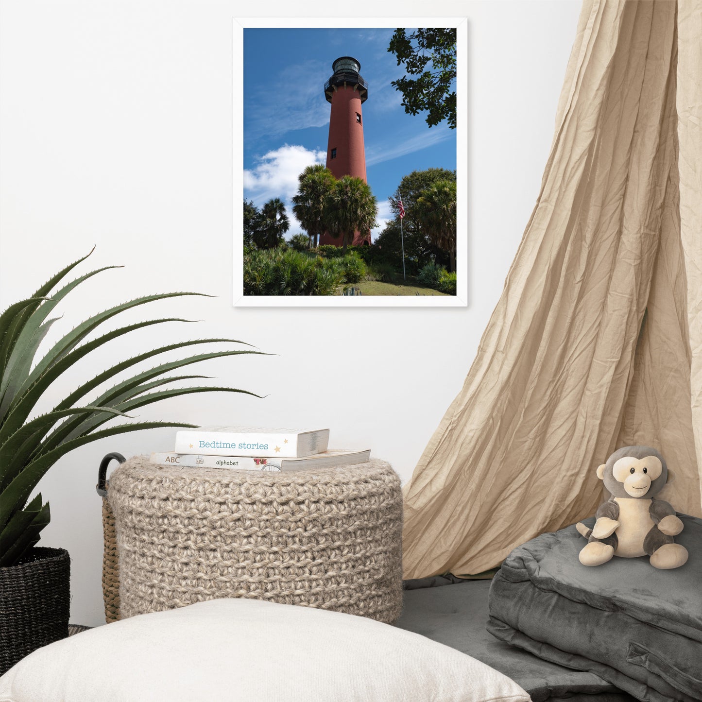 Jupiter Lighthouse 2 Color Framed Photo Paper Wall Art Prints