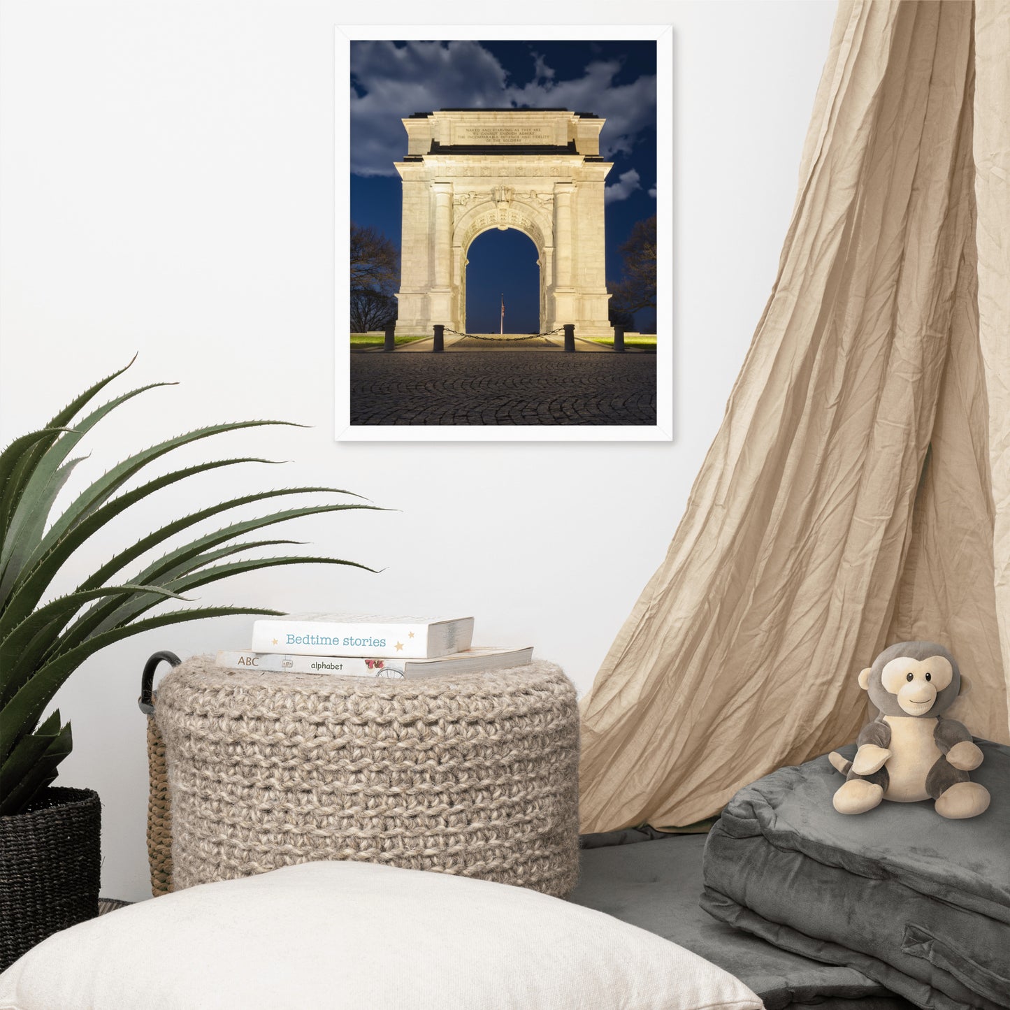 Night Photo At Valley Forge Arch Urban Landscape Photo Framed Wall Art Print