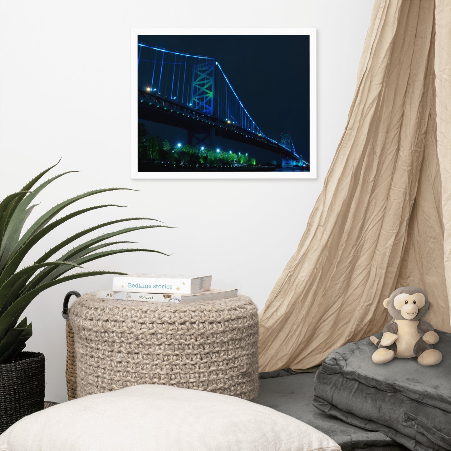 Ben Franklin Bridge Urban Landscape Photo Framed Wall Art Print