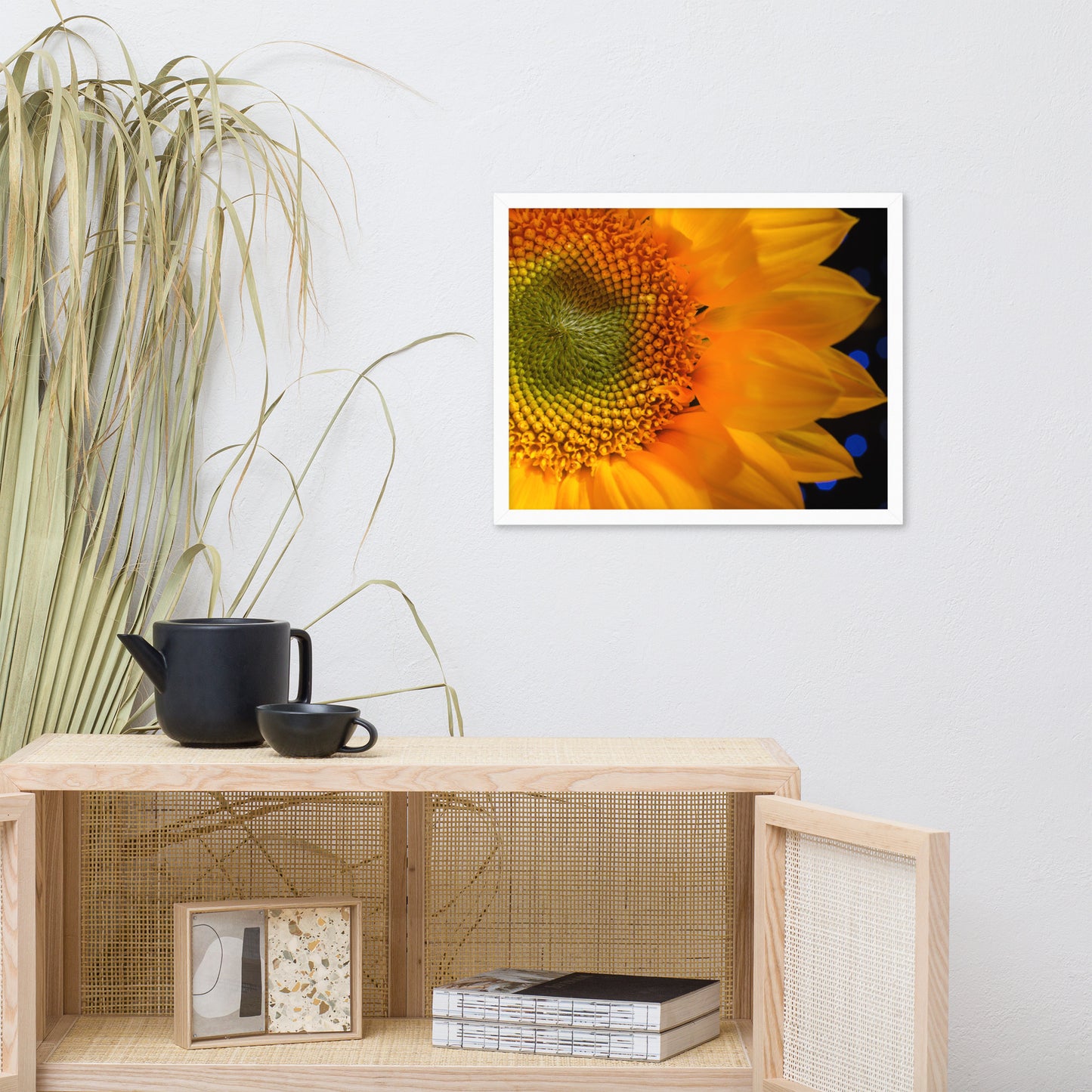 Close-up Sunflower Floral Nature Photo Framed Wall Art Print