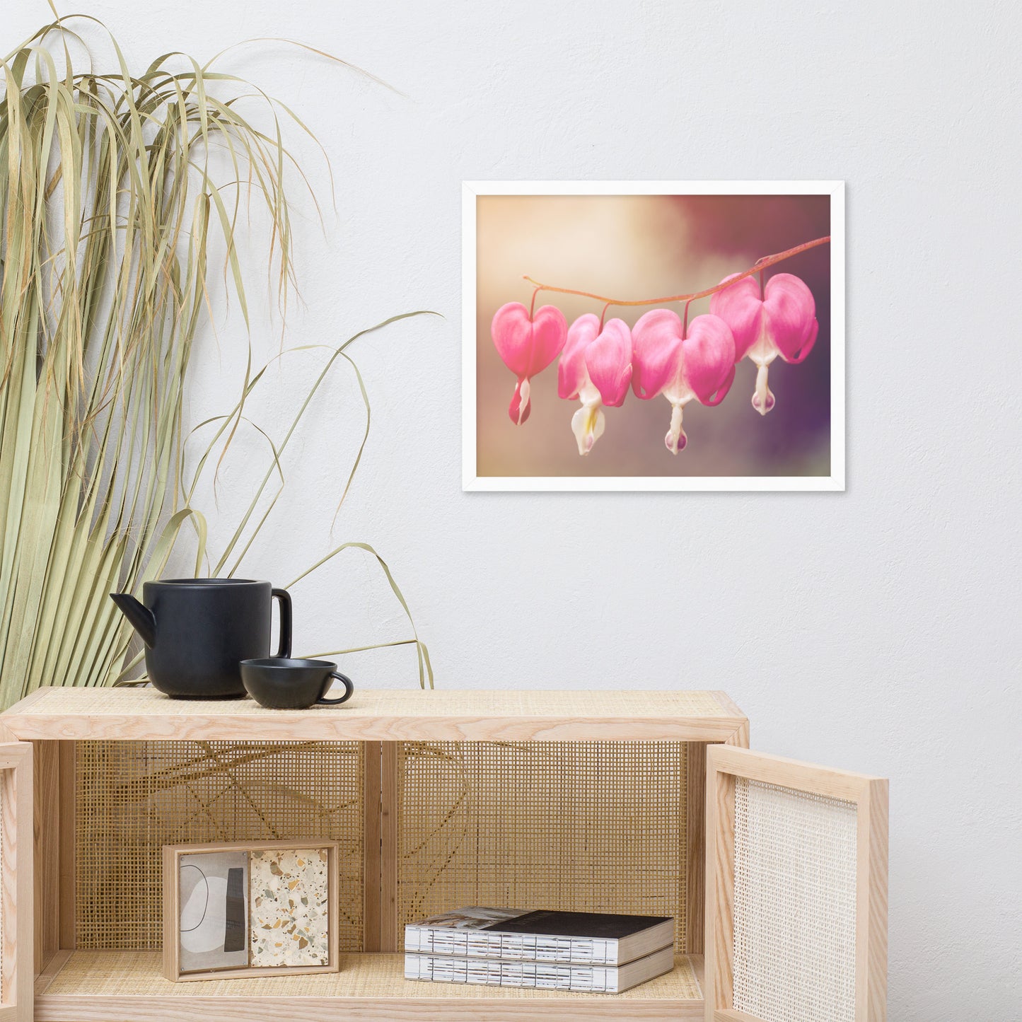 Be Still My Bleeding Heart Warm Summer Glow Floral Nature Photo Framed Wall Art Print