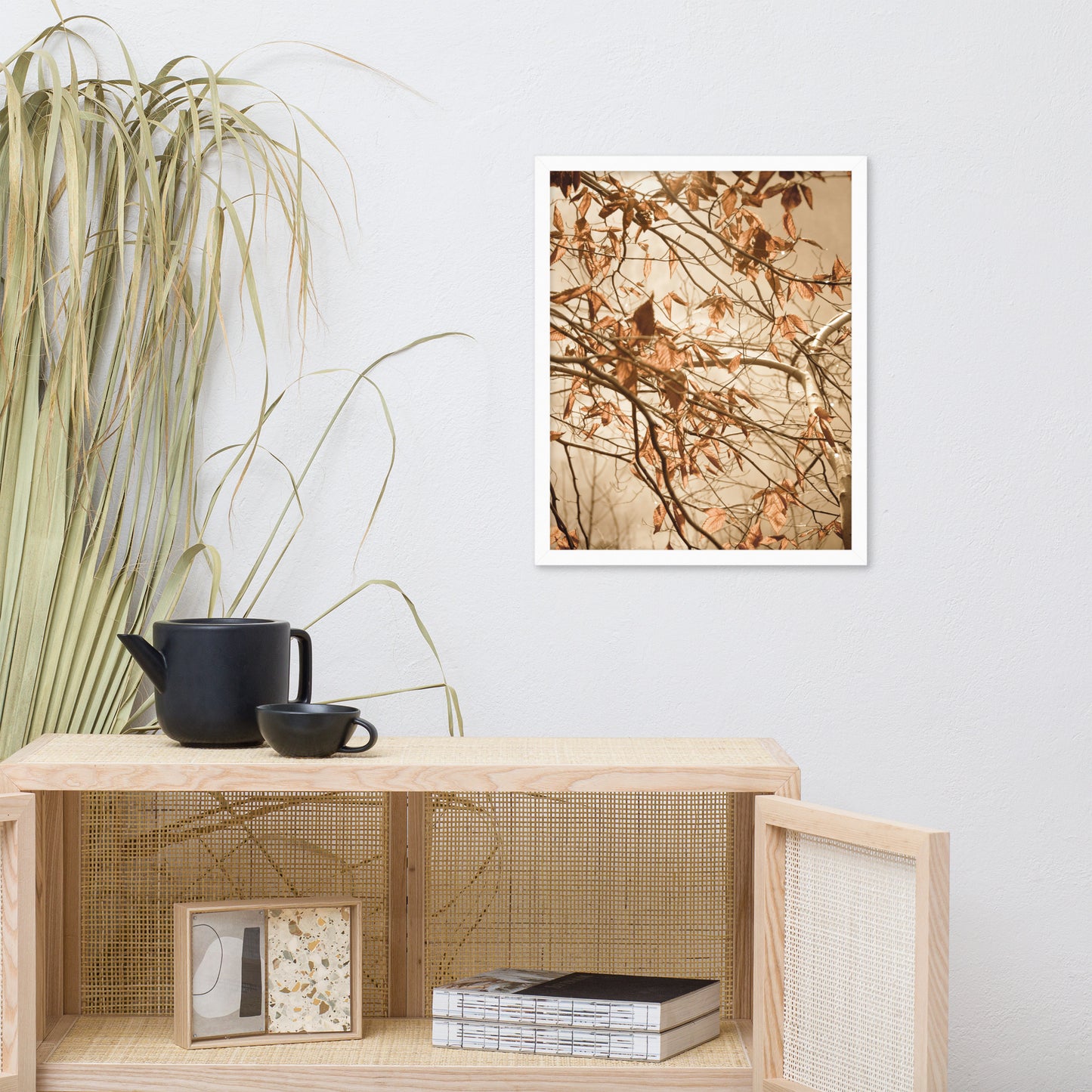 Hallway Wall Art Prints: Aged Winter Leaves Botanical / Nature Photo Framed Wall Art Print - Artwork - Farmhouse Style Wall Decor