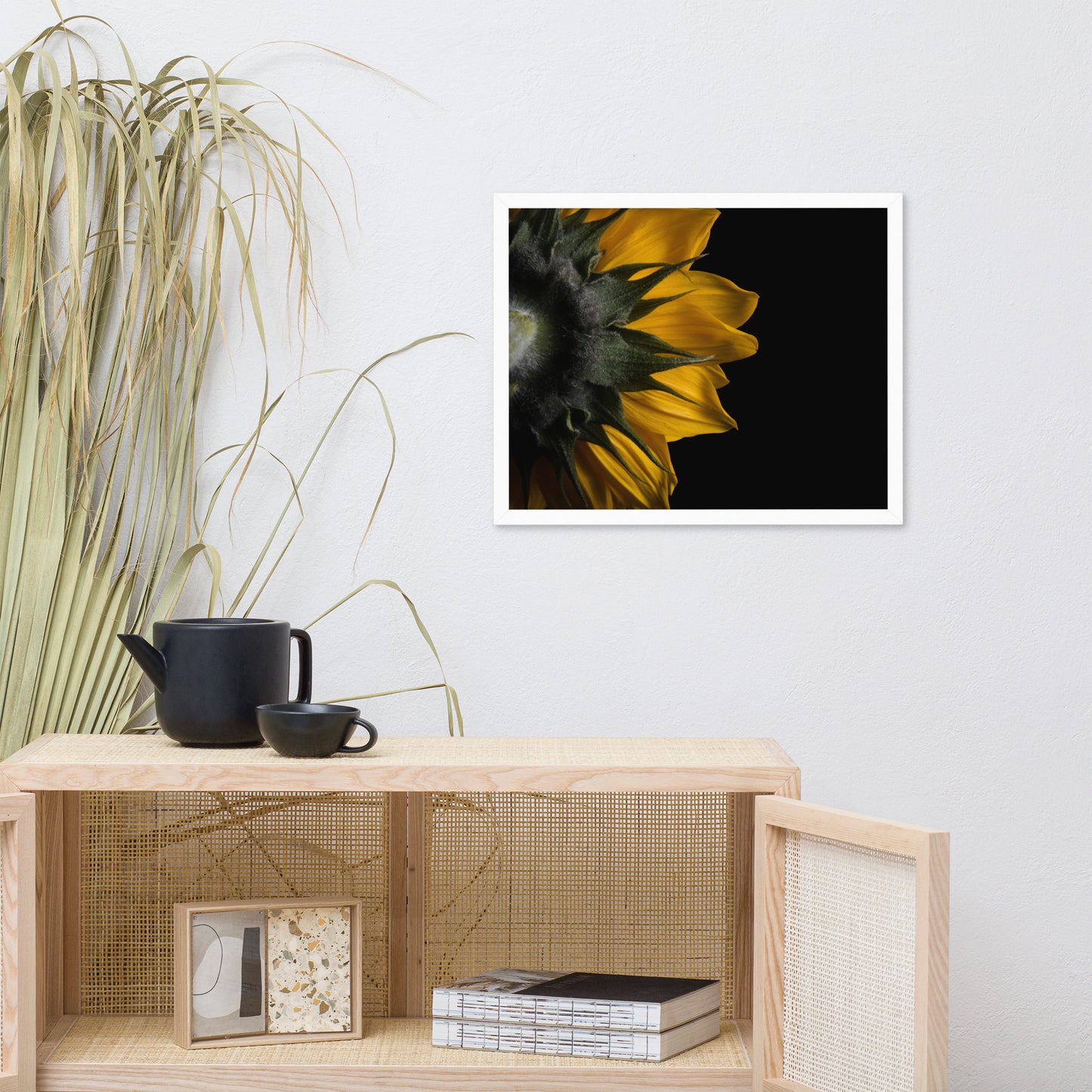 Backside of Sunflower Minimal Floral Nature Photo Framed Wall Art Print