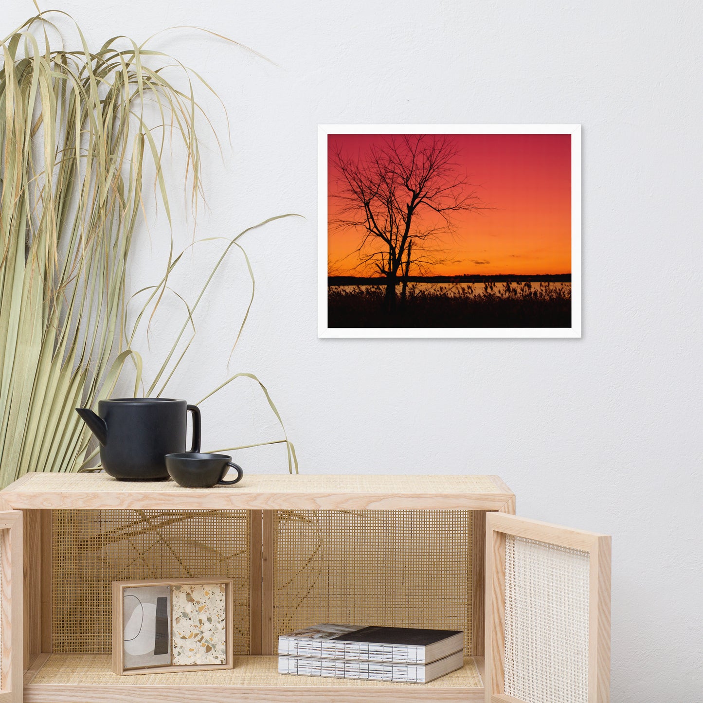 Burning Skies Rural Landscape Framed Photo Paper Wall Art Print