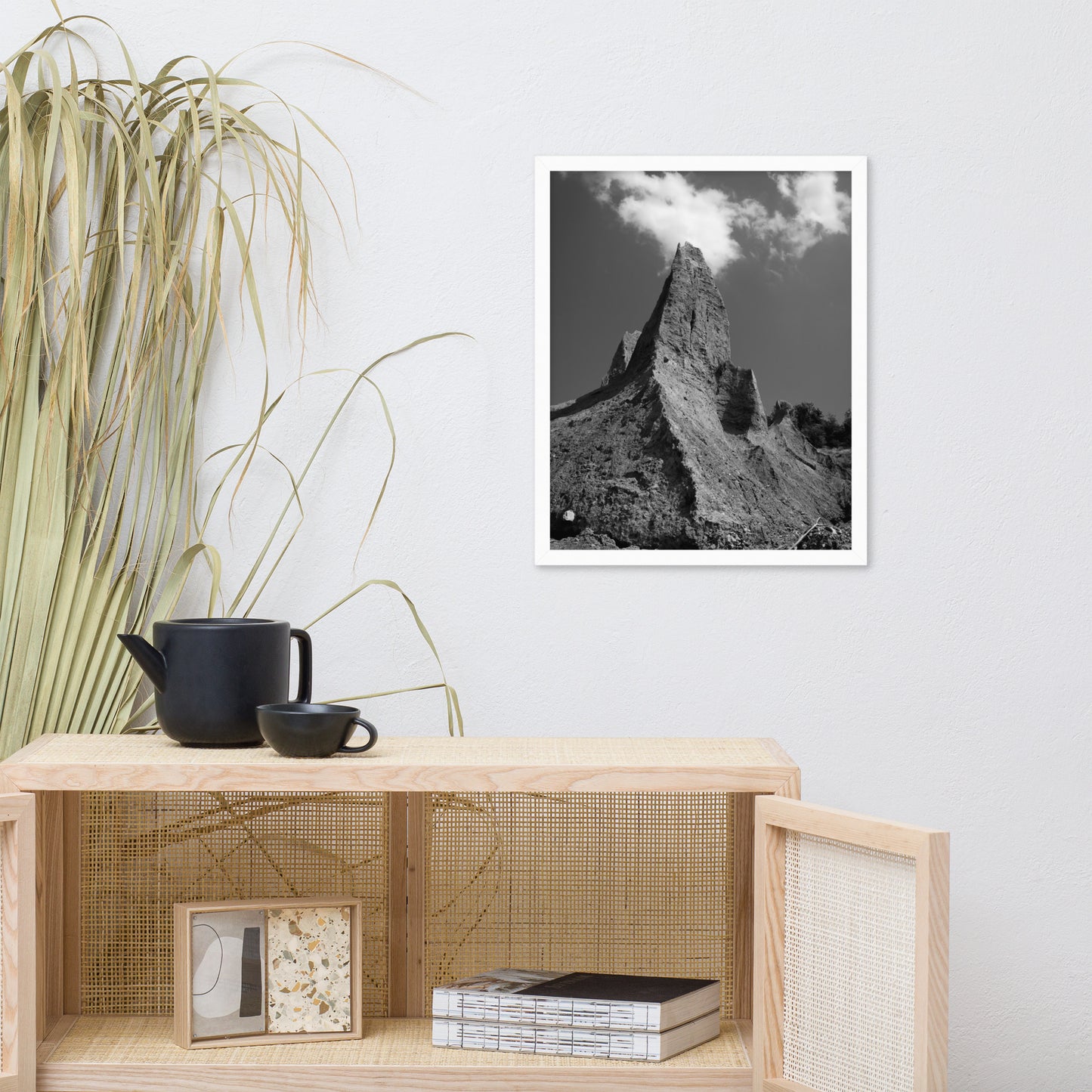 Chimney Bluff Black and White Landscape Framed Photo Paper Wall Art Prints