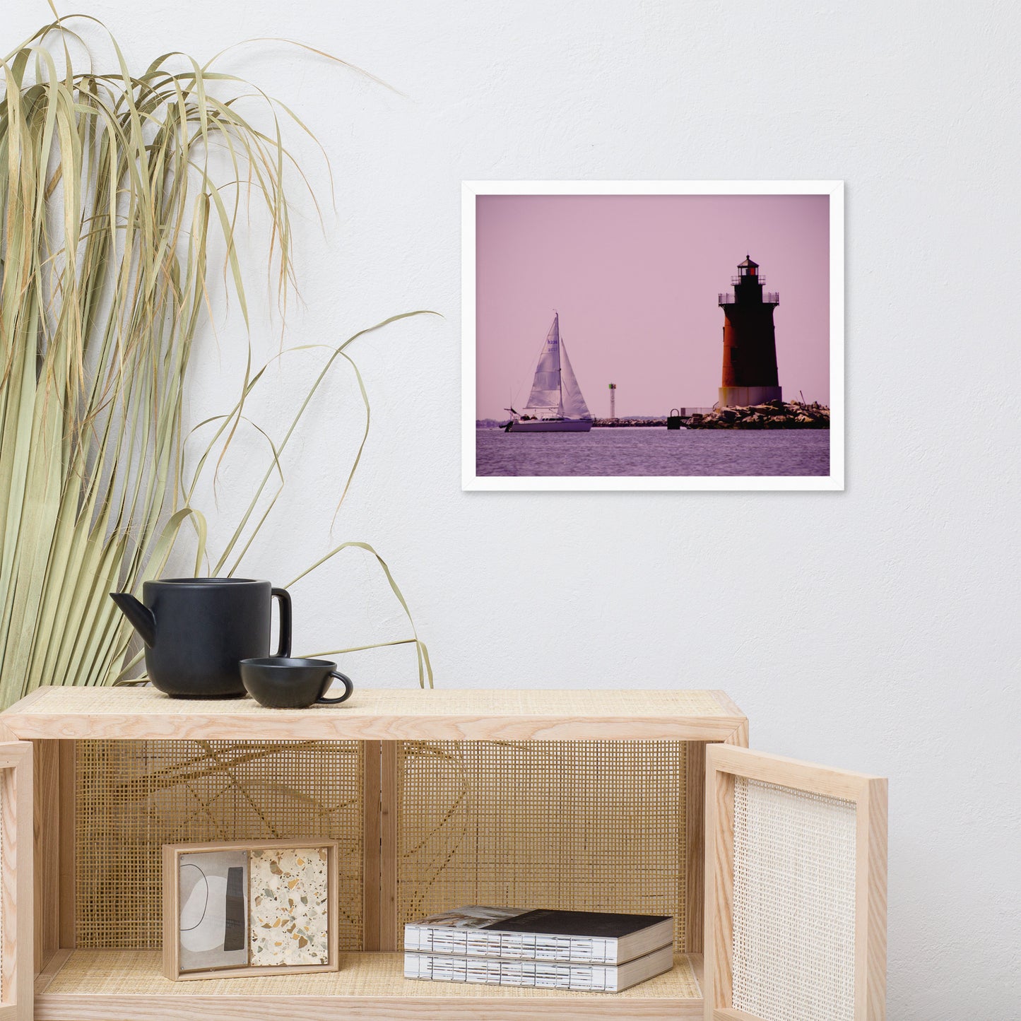 Sailing in the Bay Beach Coastal Landscape Framed Photo Paper Wall Art Prints